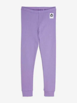 Mädchen Unifarbene Rippen-Leggings in Lila