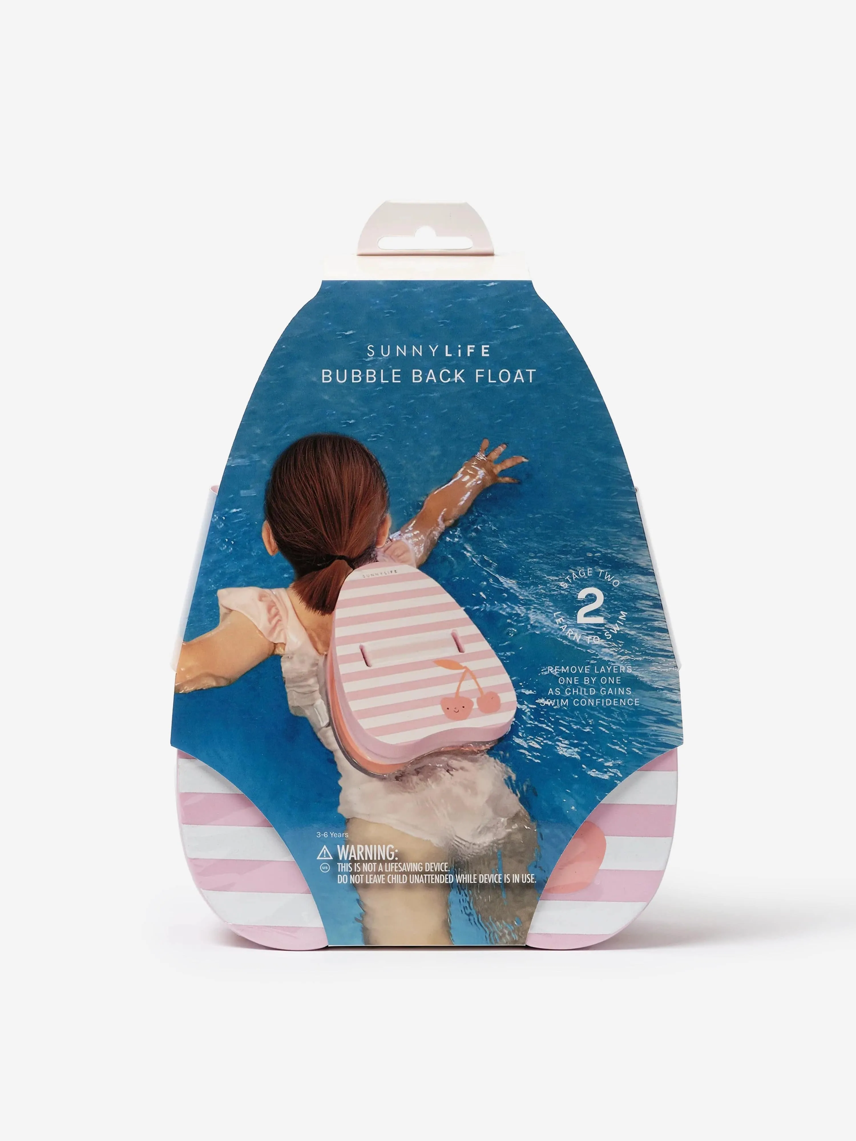 Mädchen Gestreiftes Bubble Rücken Schwimmhilfe Kirsche in Rosa (23cm)