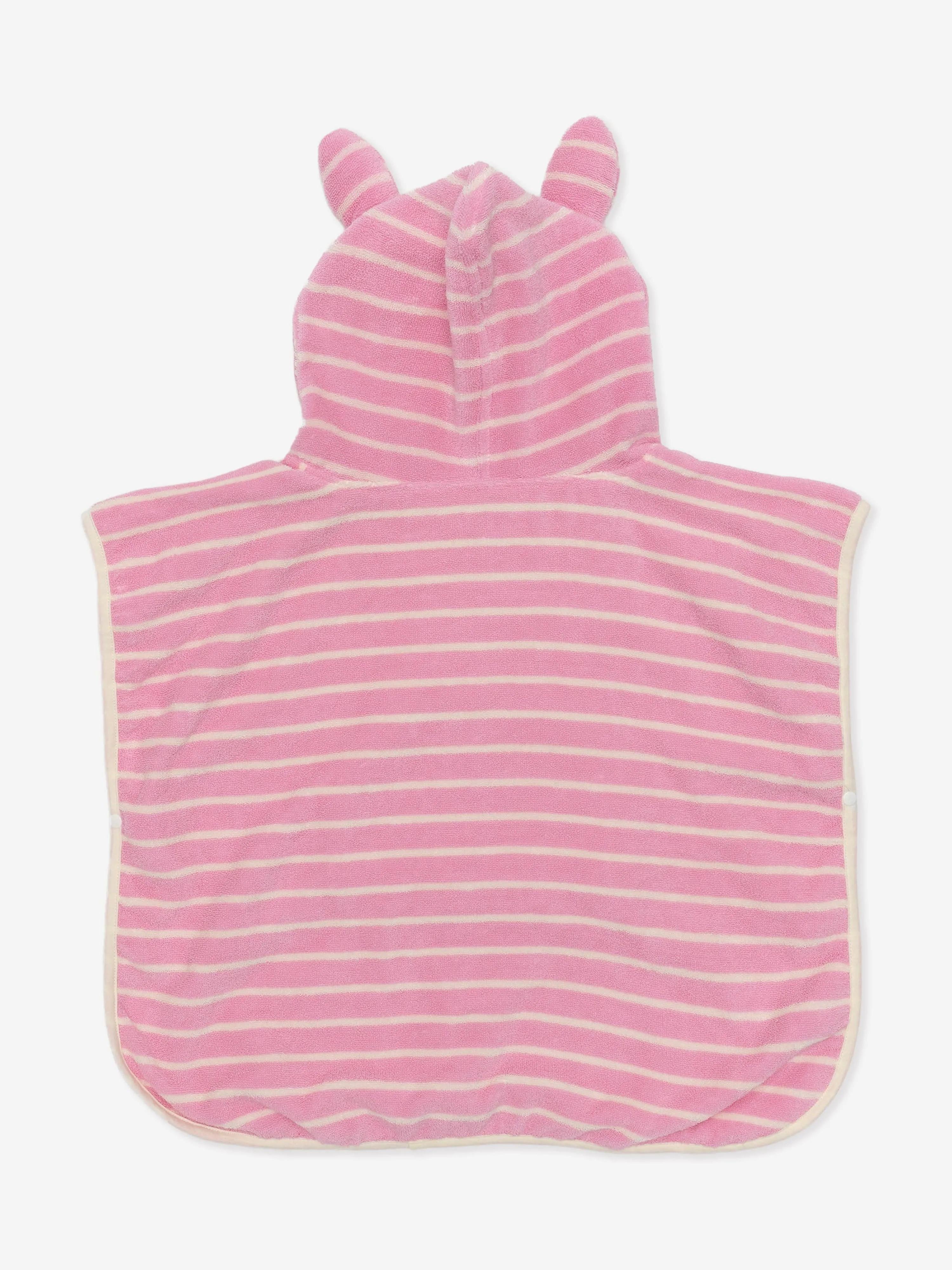 Mädchen Kapuzenhandtuch mit Streifenmuster in Baumwolle, Zuckerwatte in Rosa (86cm)