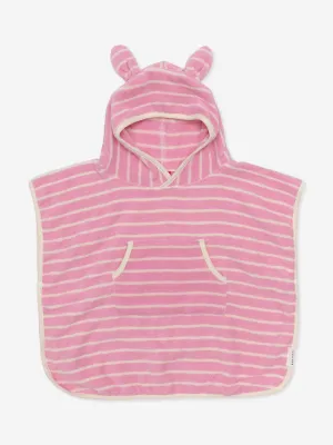 Mädchen Kapuzenhandtuch mit Streifenmuster in Baumwolle, Zuckerwatte in Rosa (86cm)