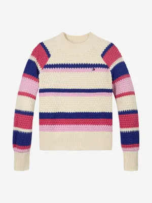 Gestreifter Pullover für Mädchen in Mehrfarben