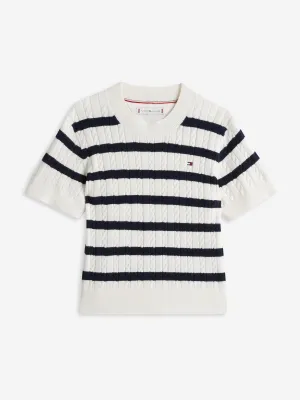 Gestreifter Mini-Strickpullover für Mädchen in Mehrfarben