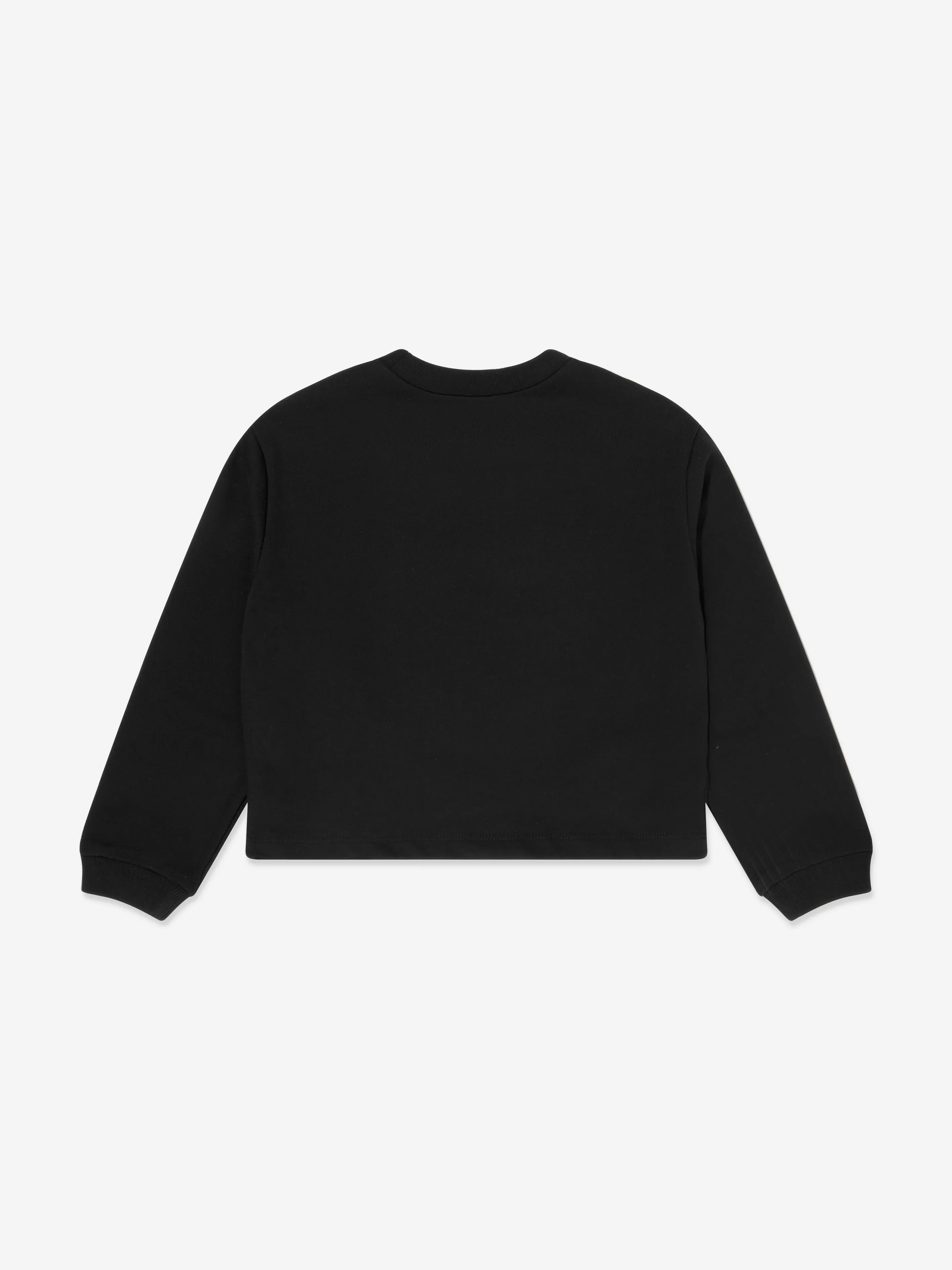 Mädchen Sweatshirt mit Logo aus besetzten Steinen in Schwarz