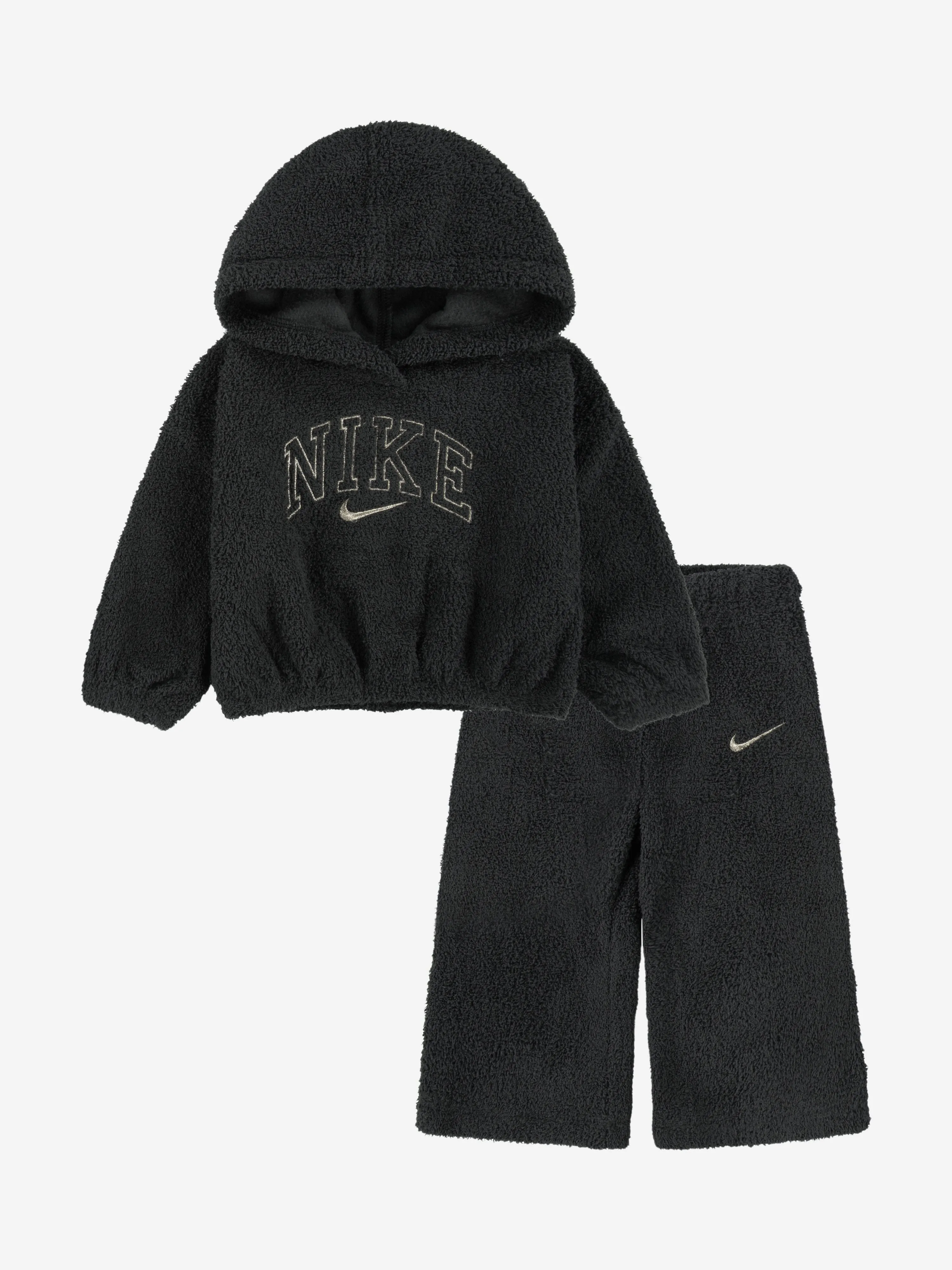 Mädchen Swoosh Spirit Teddy Trainingsanzug in Schwarz