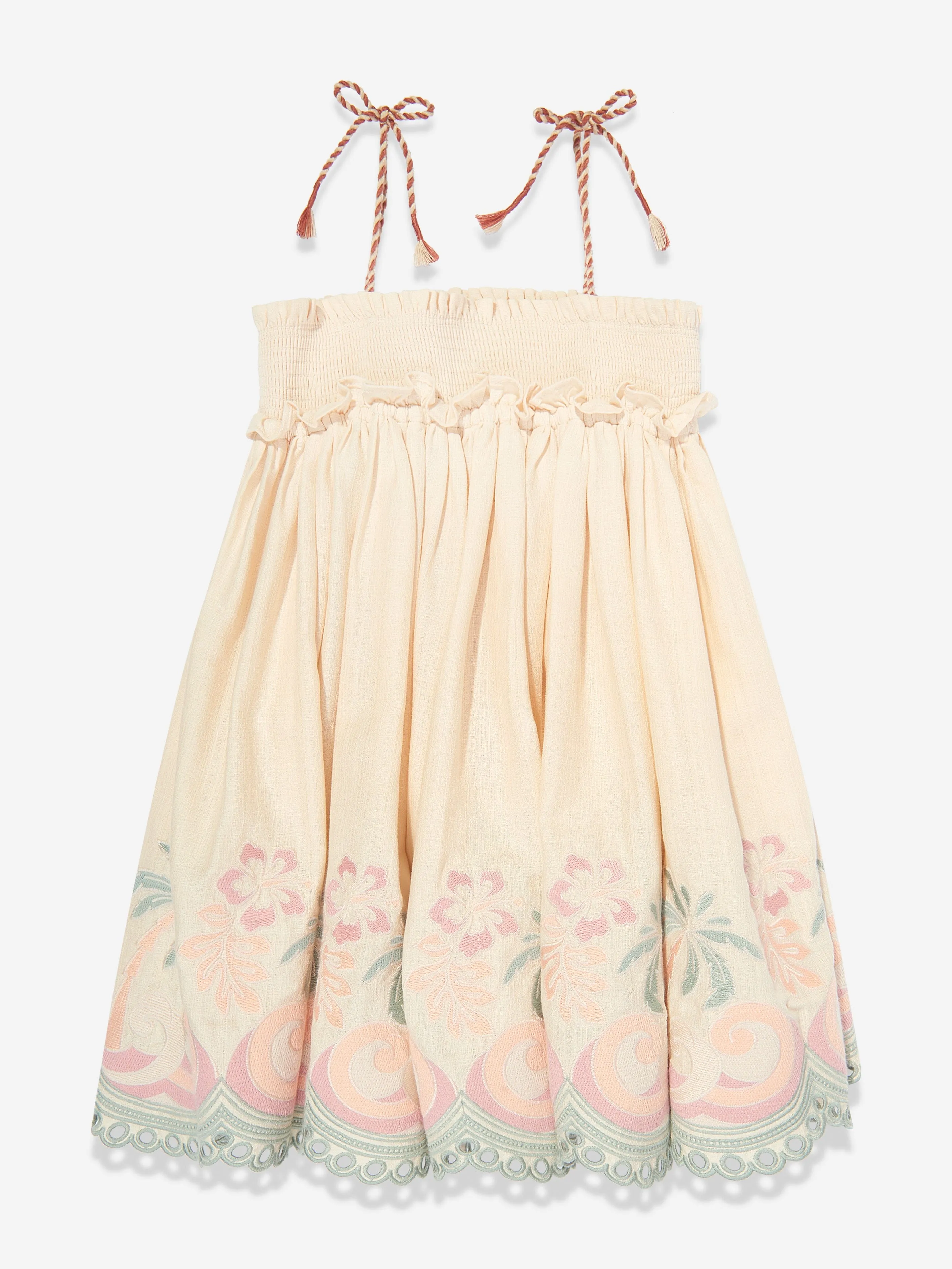Mädchen Talg besticktes Schwingkleid in Elfenbein