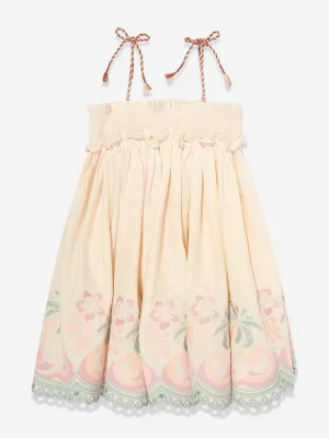 Mädchen Talg besticktes Schwingkleid in Elfenbein