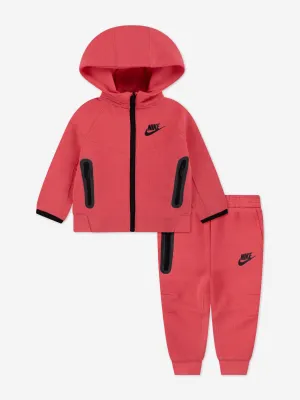 Mädchen Tech Fleece Kapuzenpullover mit Reißverschluss und Jogginghose in Pink