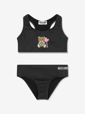 Mädchen Teddybär Logo Bikini in Schwarz