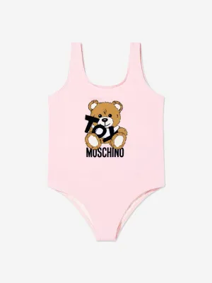 Mädchen Teddybär Logo Badeanzug in Rosa
