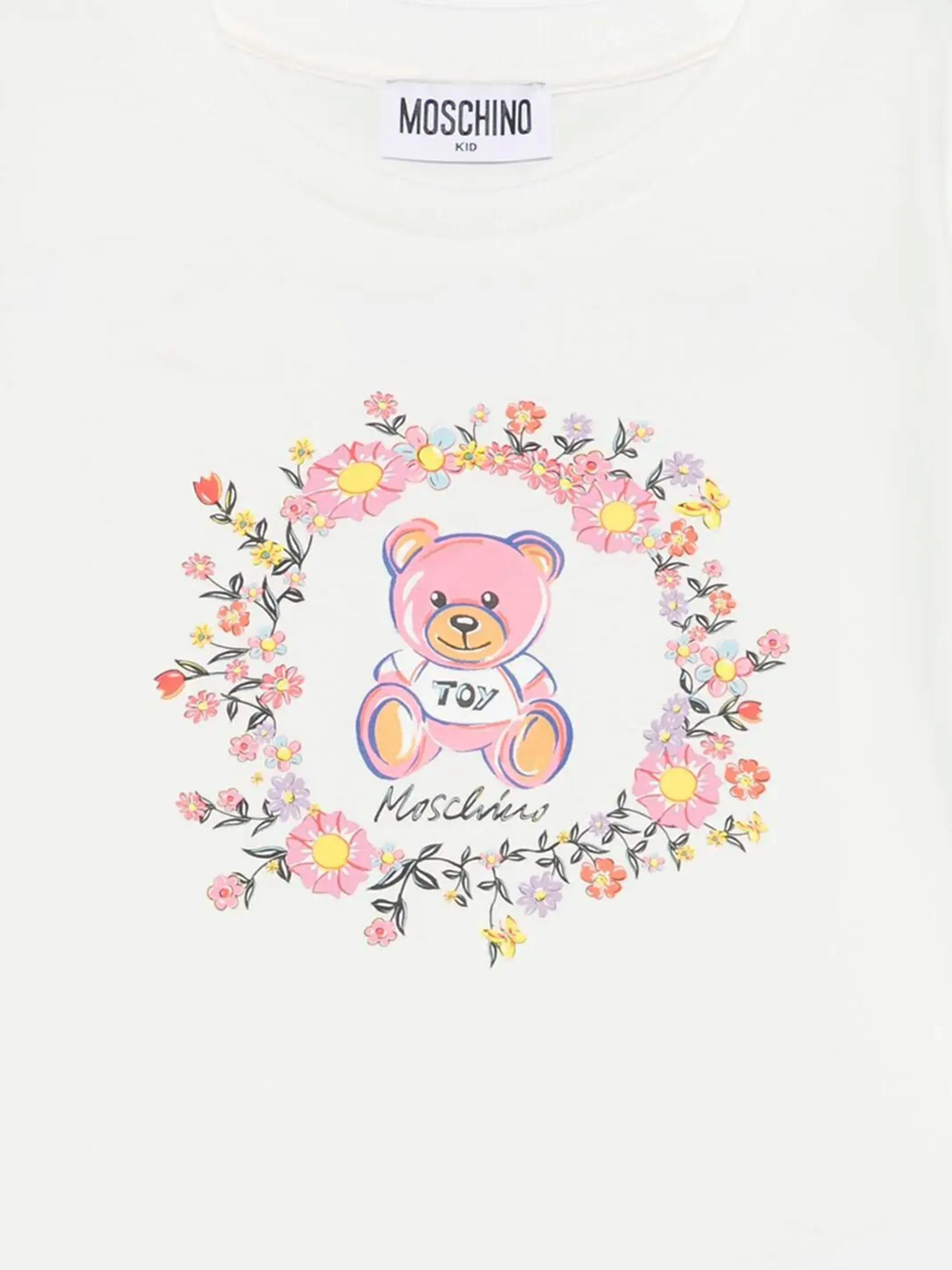 Mädchen Teddybär Maxi T-Shirt in Elfenbein