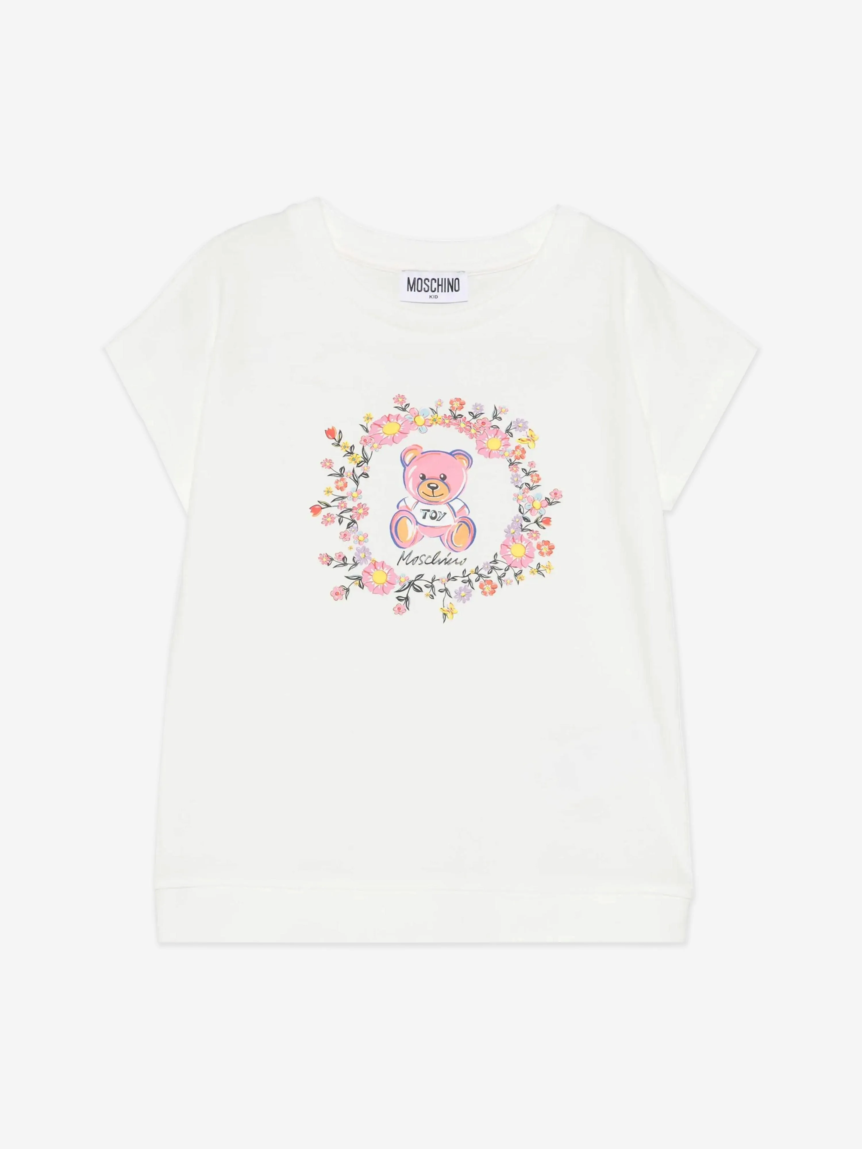 Mädchen Teddybär Maxi T-Shirt in Elfenbein