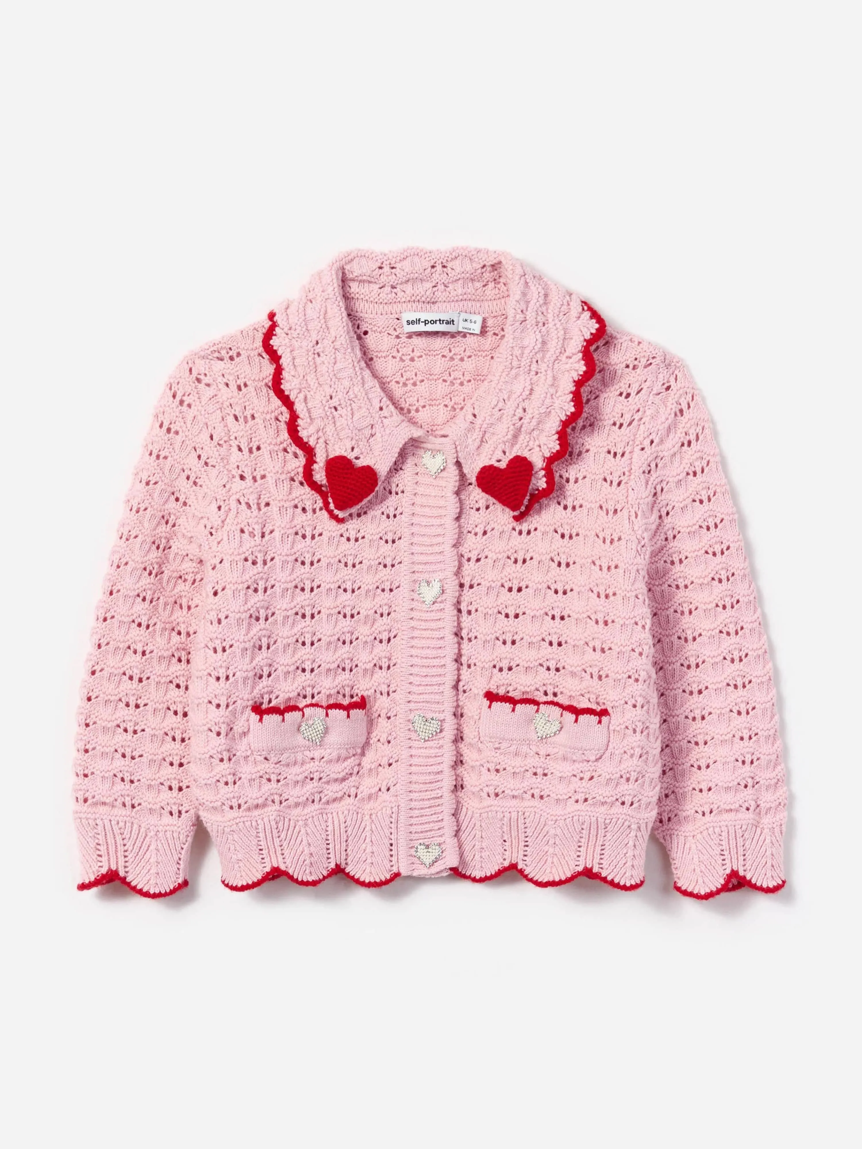 Mädchen Strukturiertes Herz-Detail Cardigan in Rosa