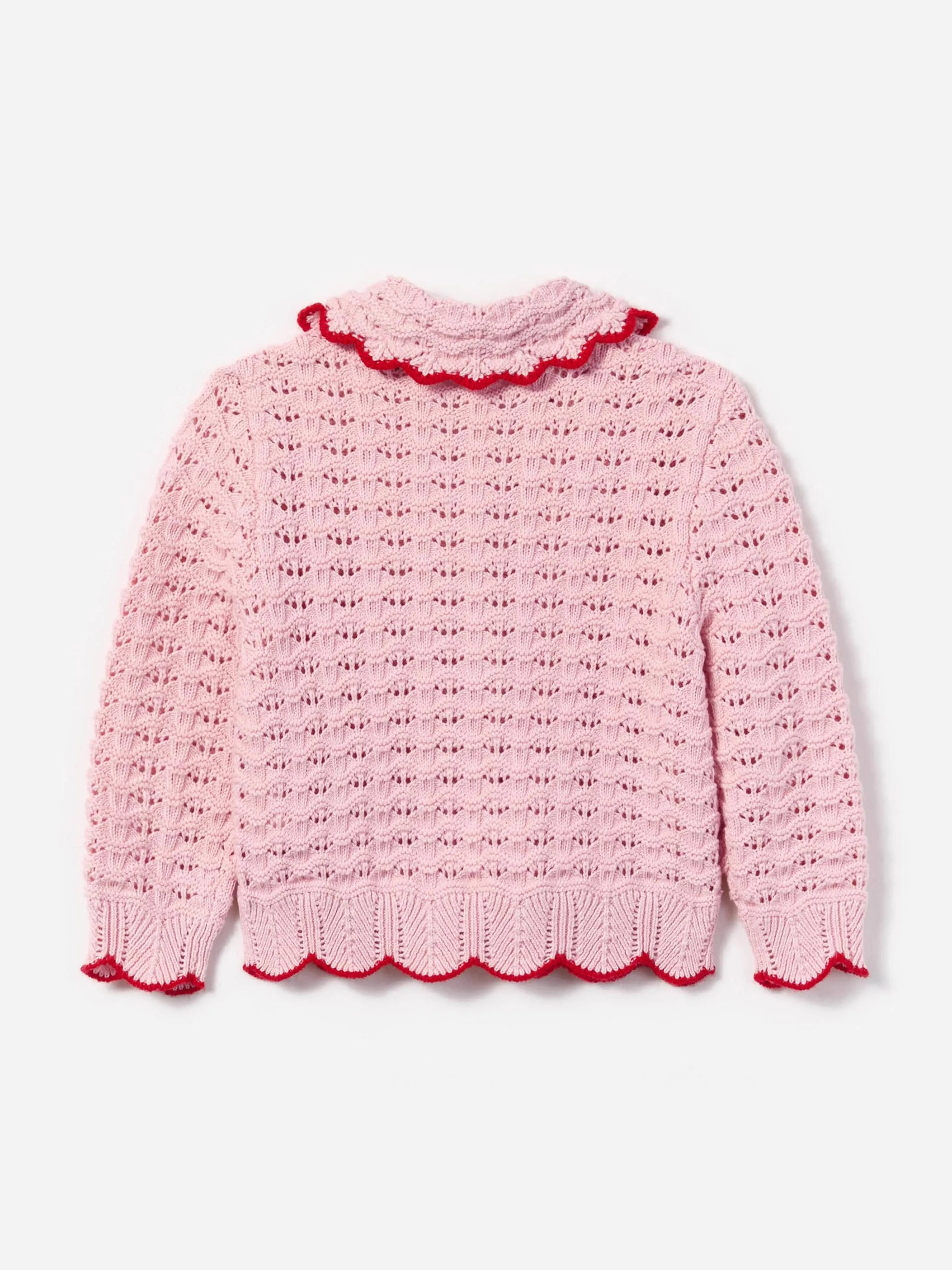 Mädchen Strukturiertes Herz-Detail Cardigan in Rosa