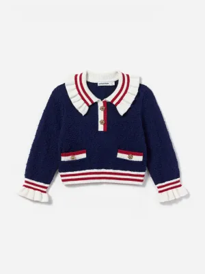 Mädchen Strukturierte Strickjacke in Marineblau