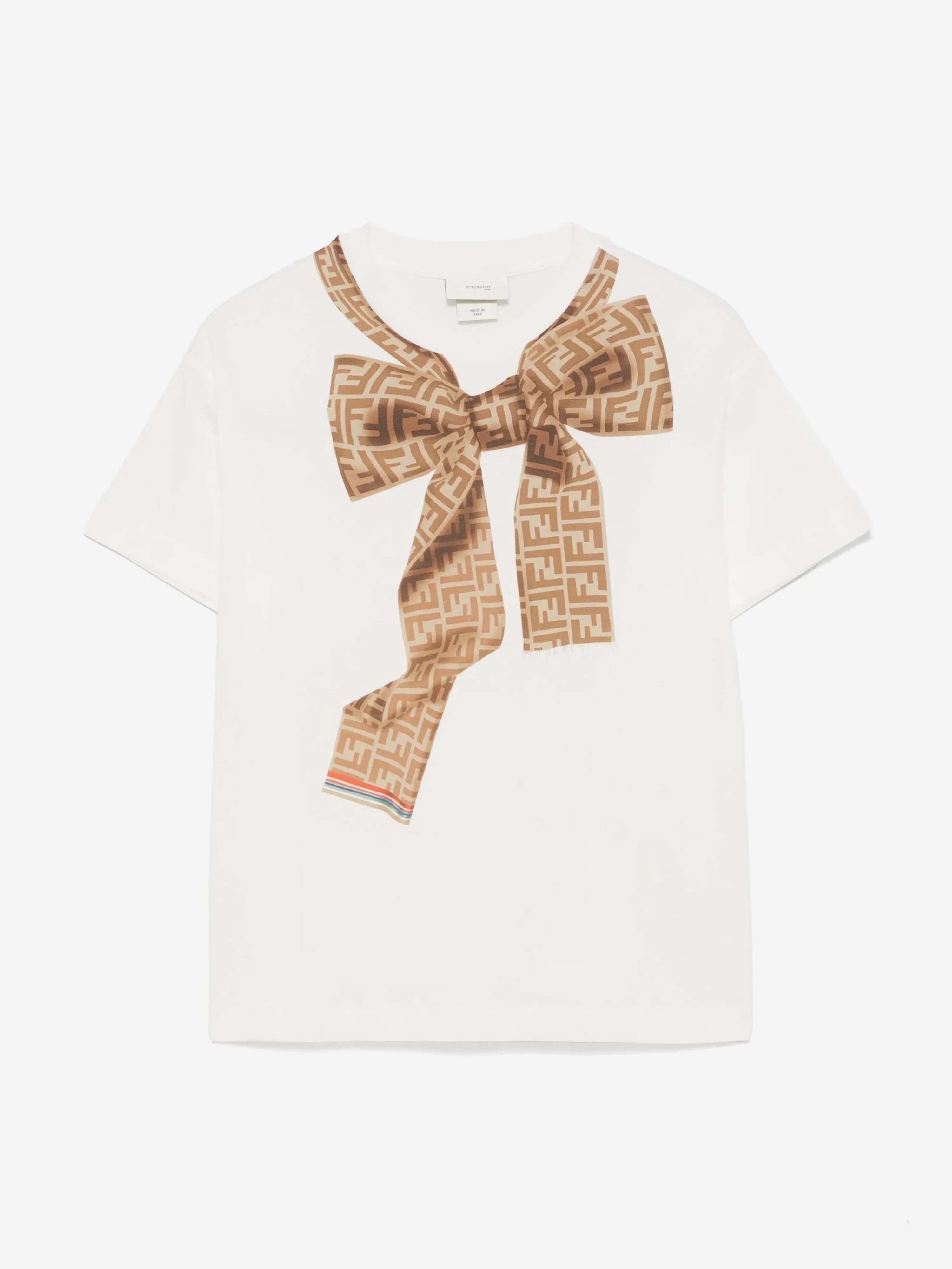 Mädchen Trompe l'oeil Schleifen-Print T-Shirt in Weiß