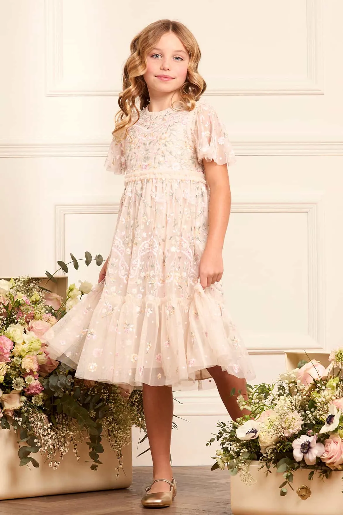 Mädchen Tüll Libellenkleid in Elfenbein