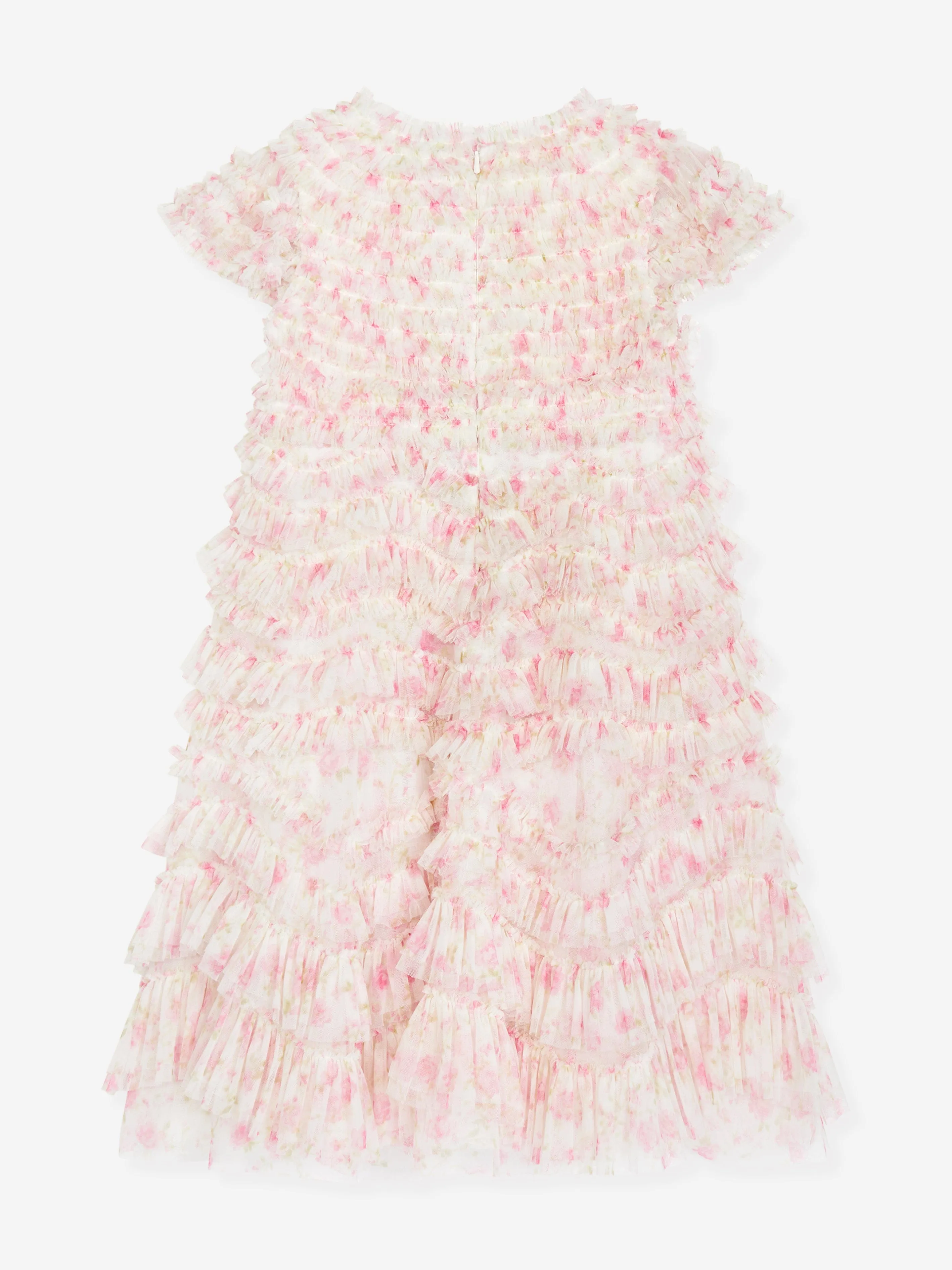 Mädchen Tüll Rosa Ditsy Rüschenkleid in Pink