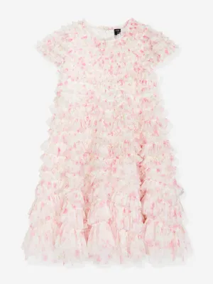 Mädchen Tüll Rosa Ditsy Rüschenkleid in Pink