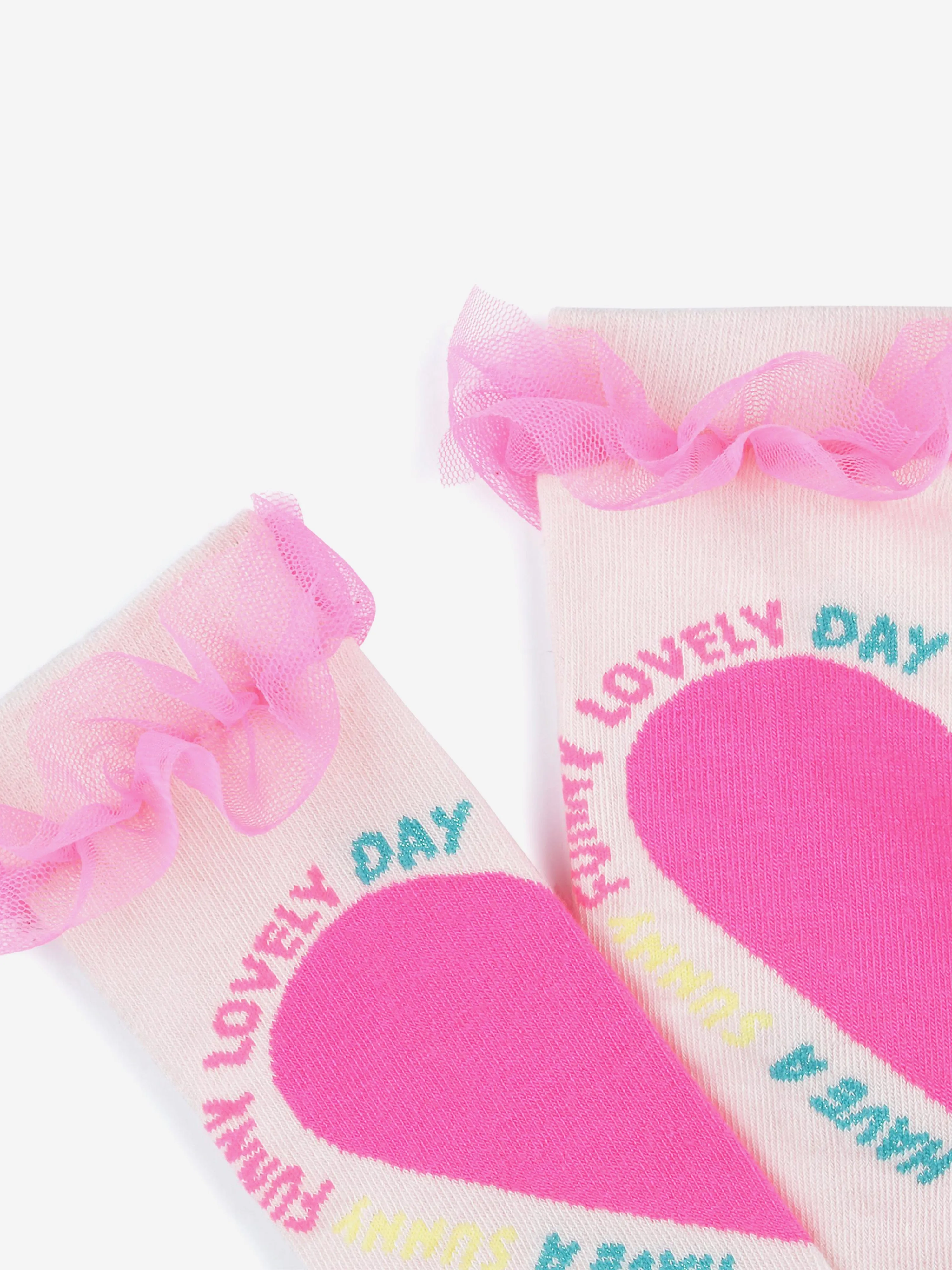 Mädchen Tüll Rüschen Herz Socken in Rosa