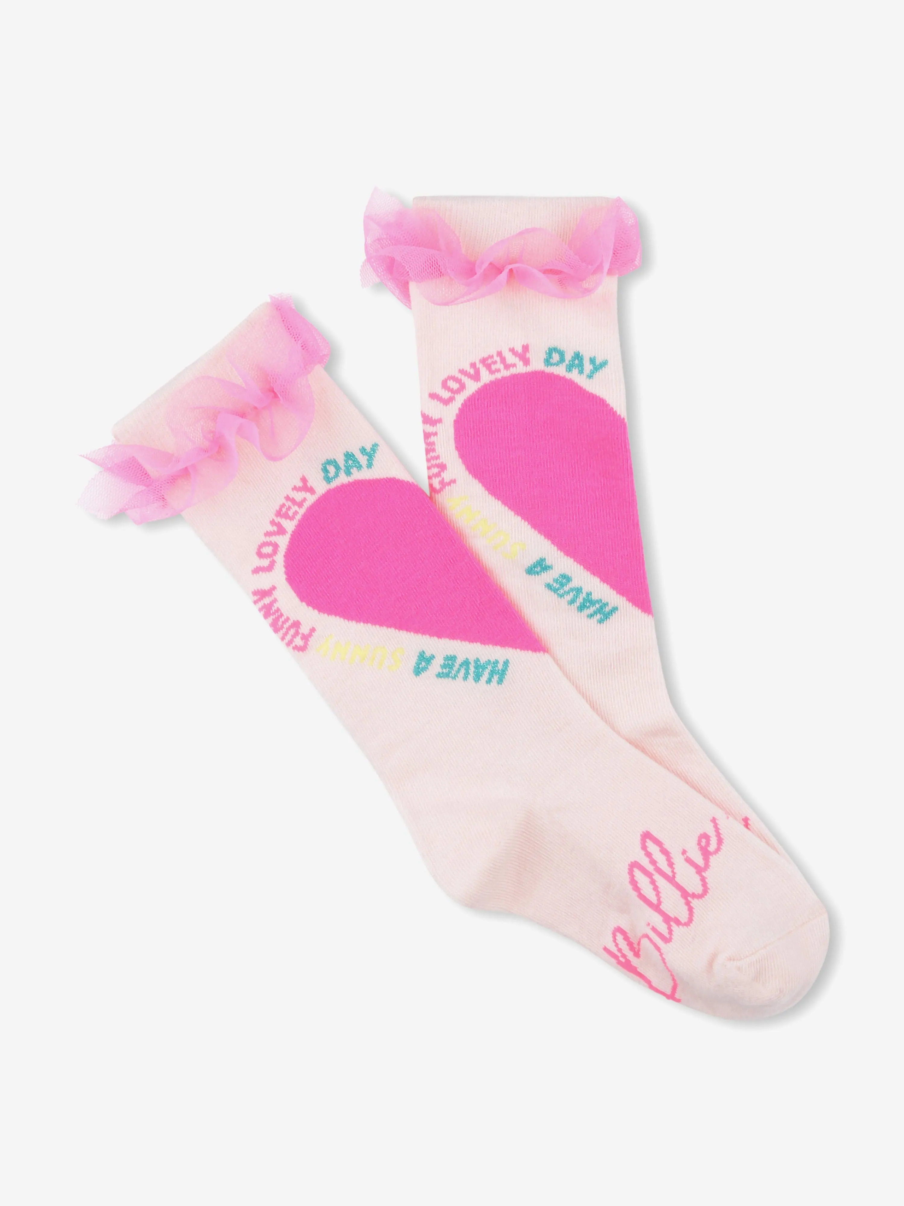 Mädchen Tüll Rüschen Herz Socken in Rosa