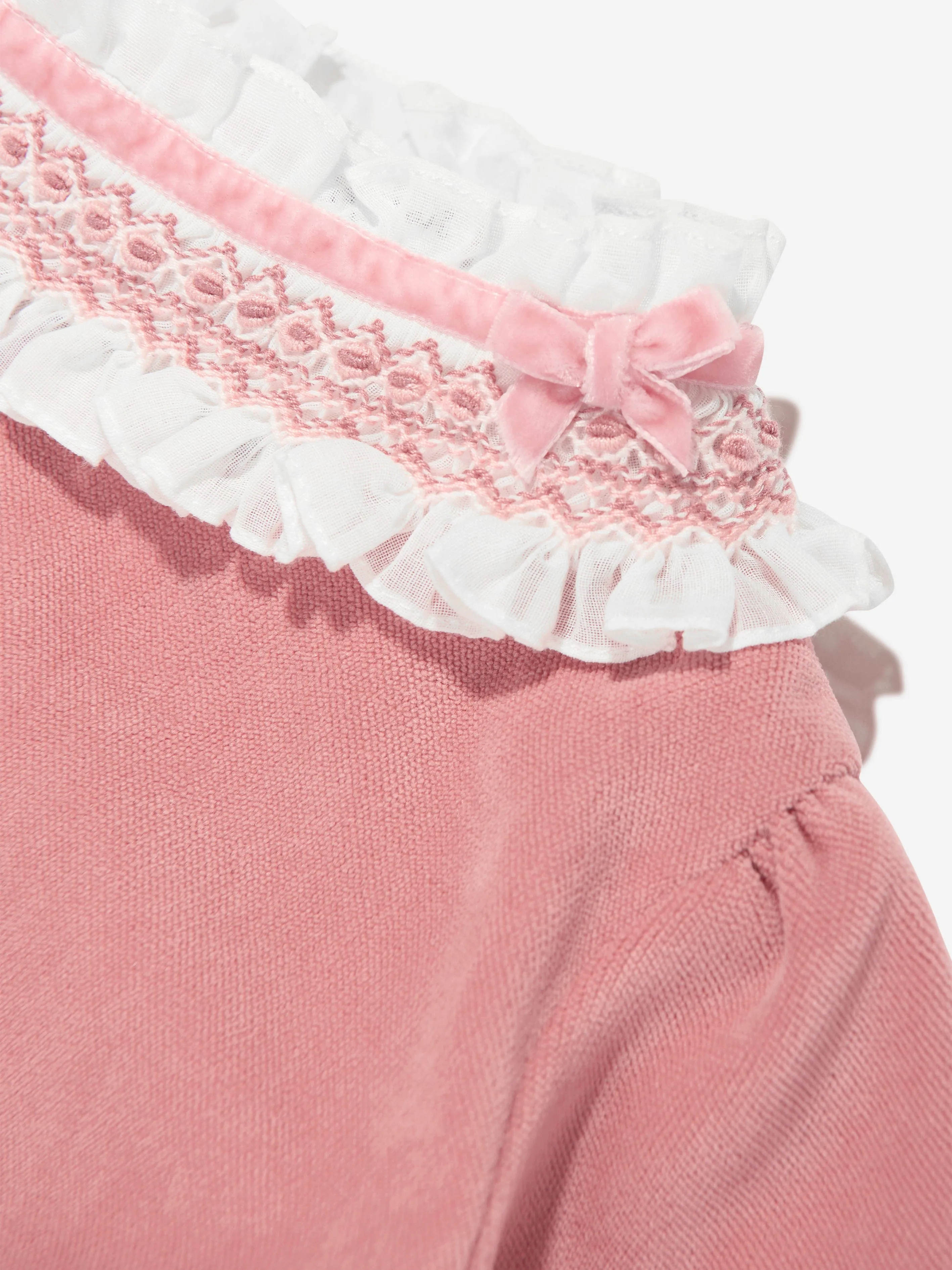 Mädchen Samt Rüschenkleid in Rosa
