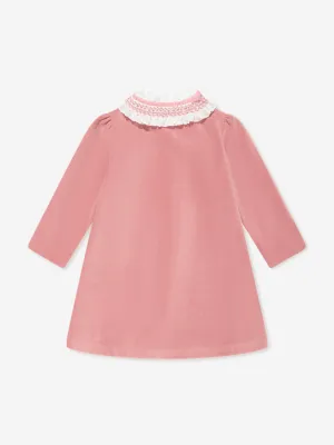 Mädchen Samt Rüschenkleid in Rosa