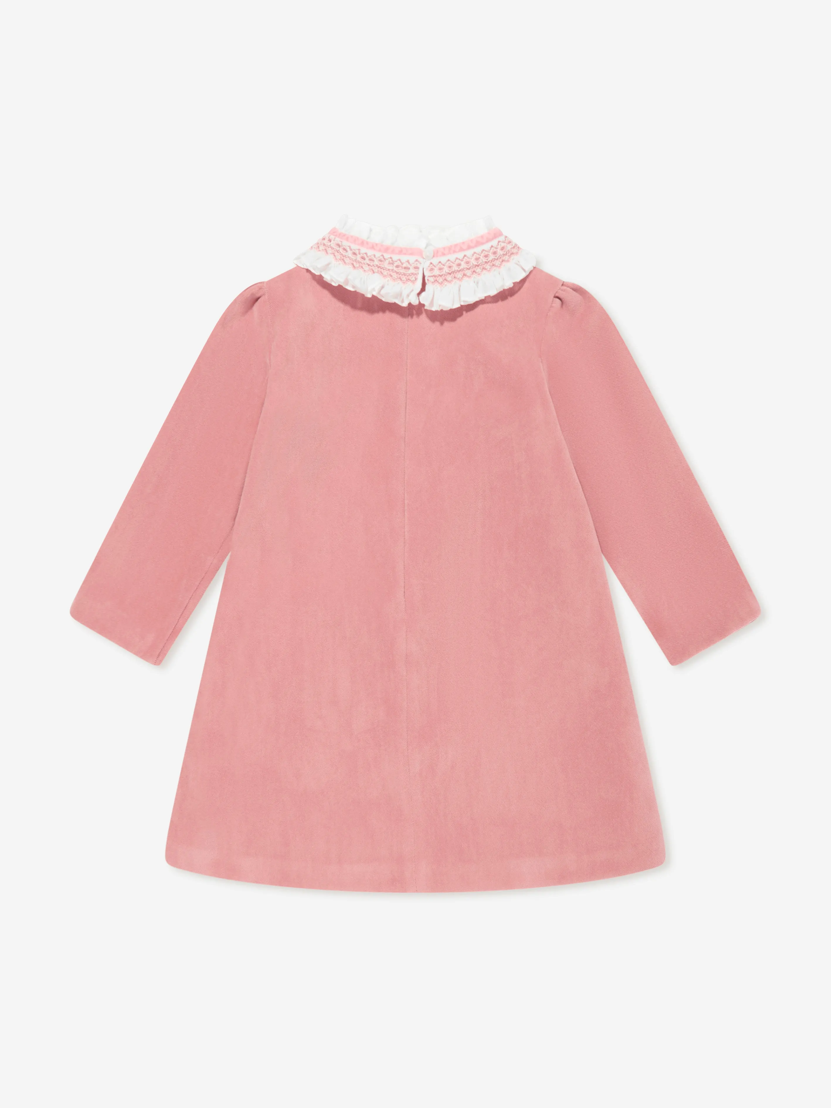Mädchen Samt Rüschenkleid in Rosa