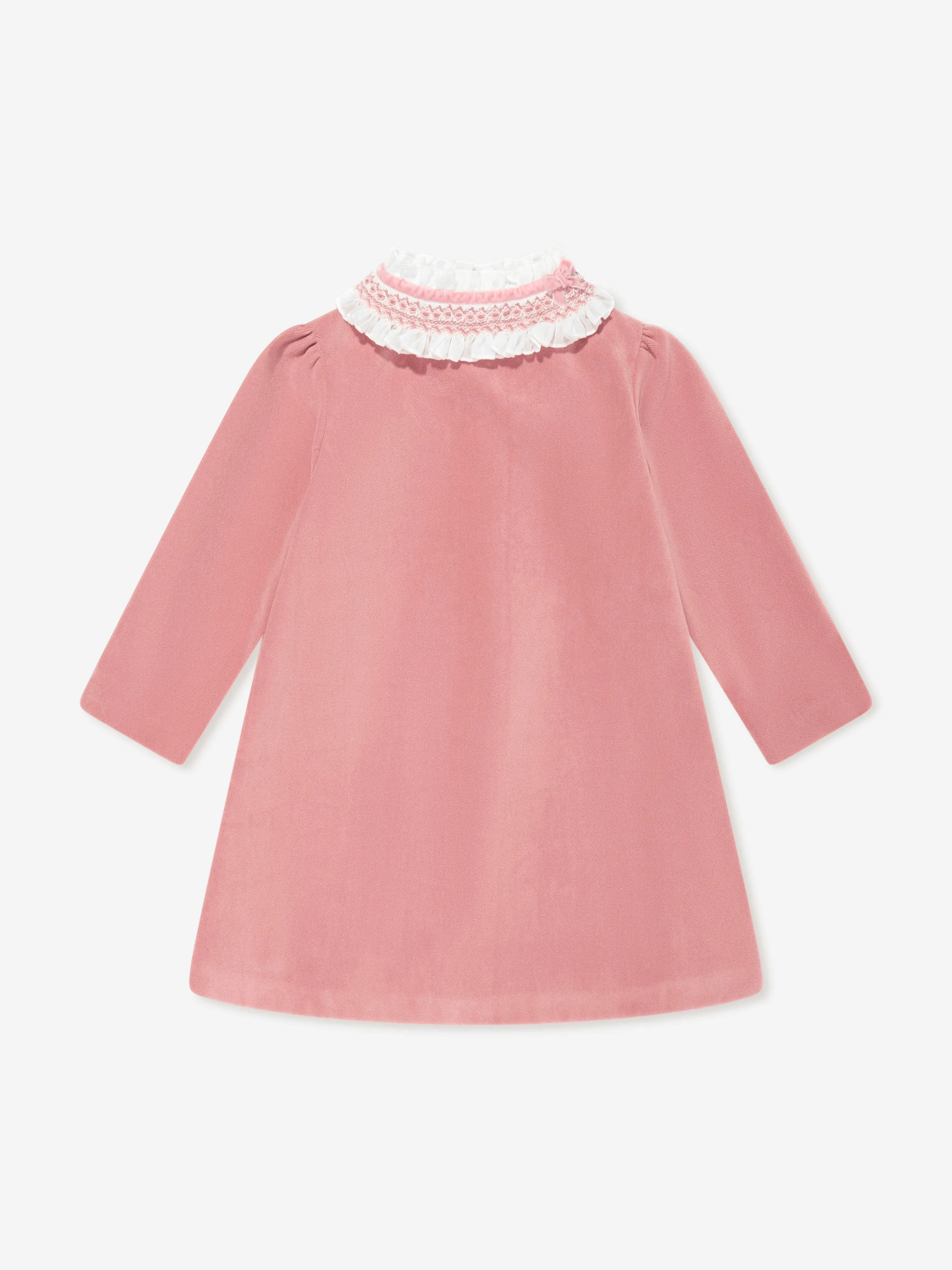 Mädchen Samt Rüschenkleid in Rosa