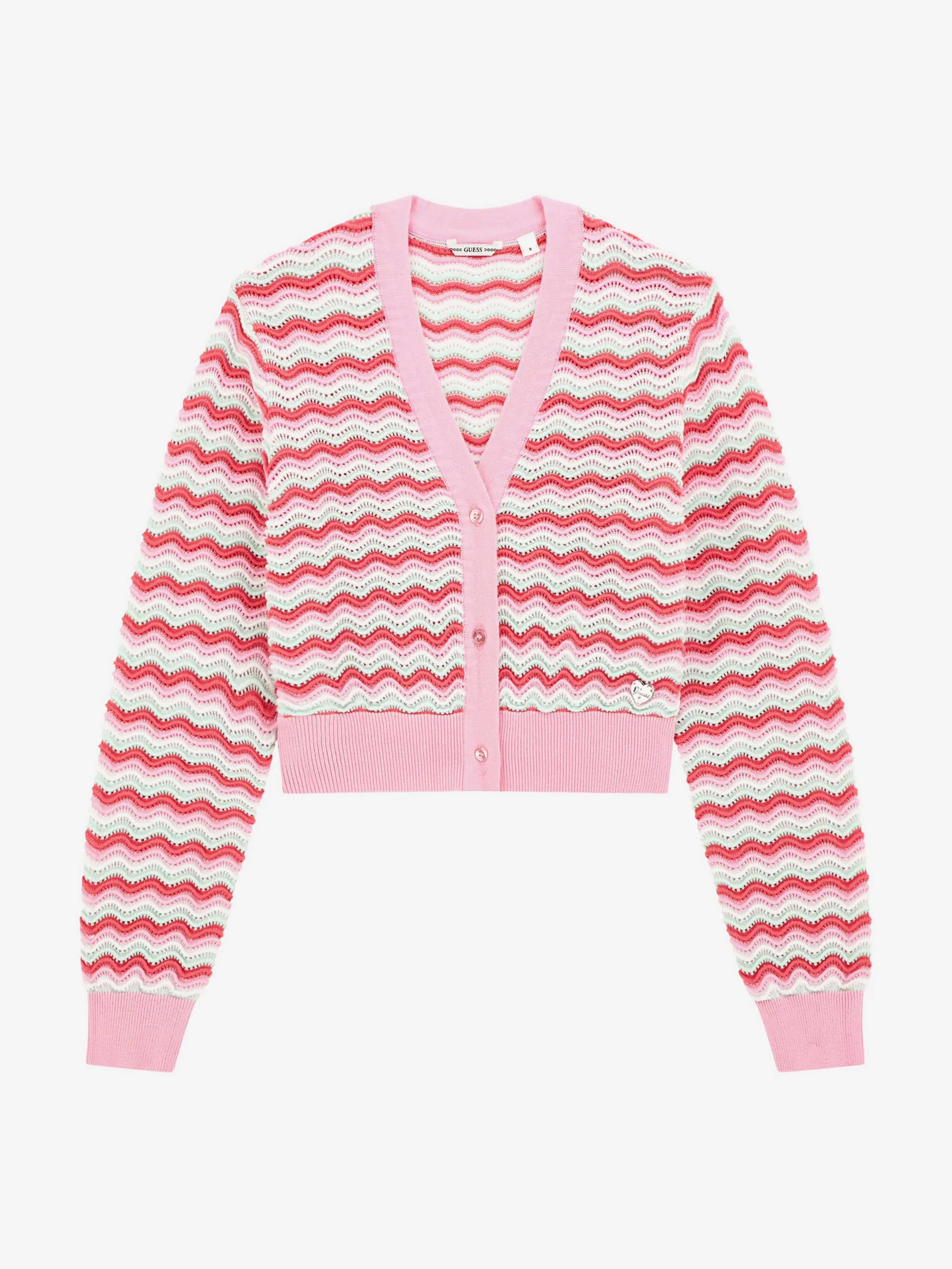 Mädchen Wellenstrickjacke in Rosa
