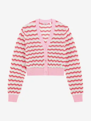 Mädchen Wellenstrickjacke in Rosa