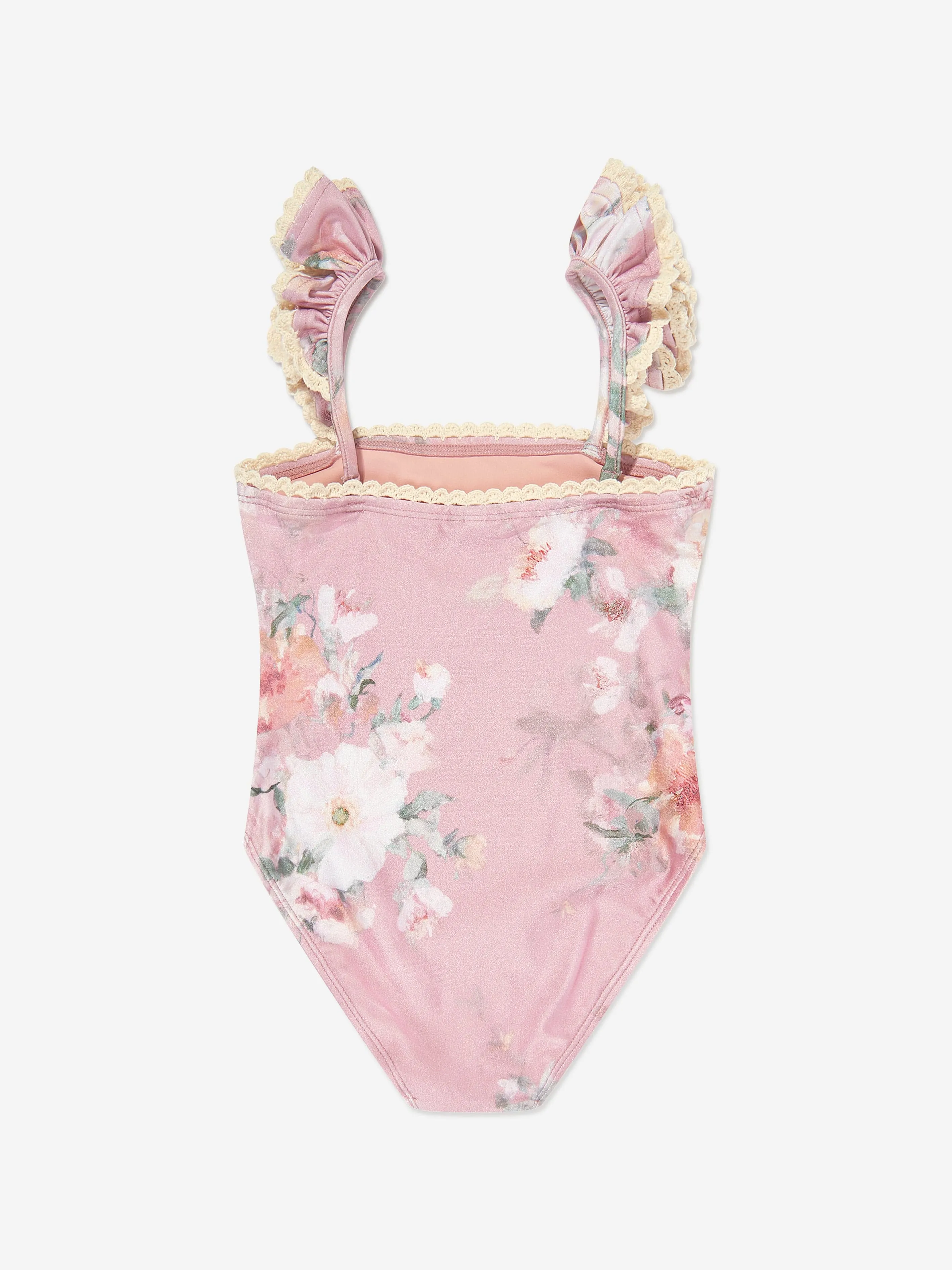 Mädchen Wylie Rüschenbesetzter Badeanzug in Rosa