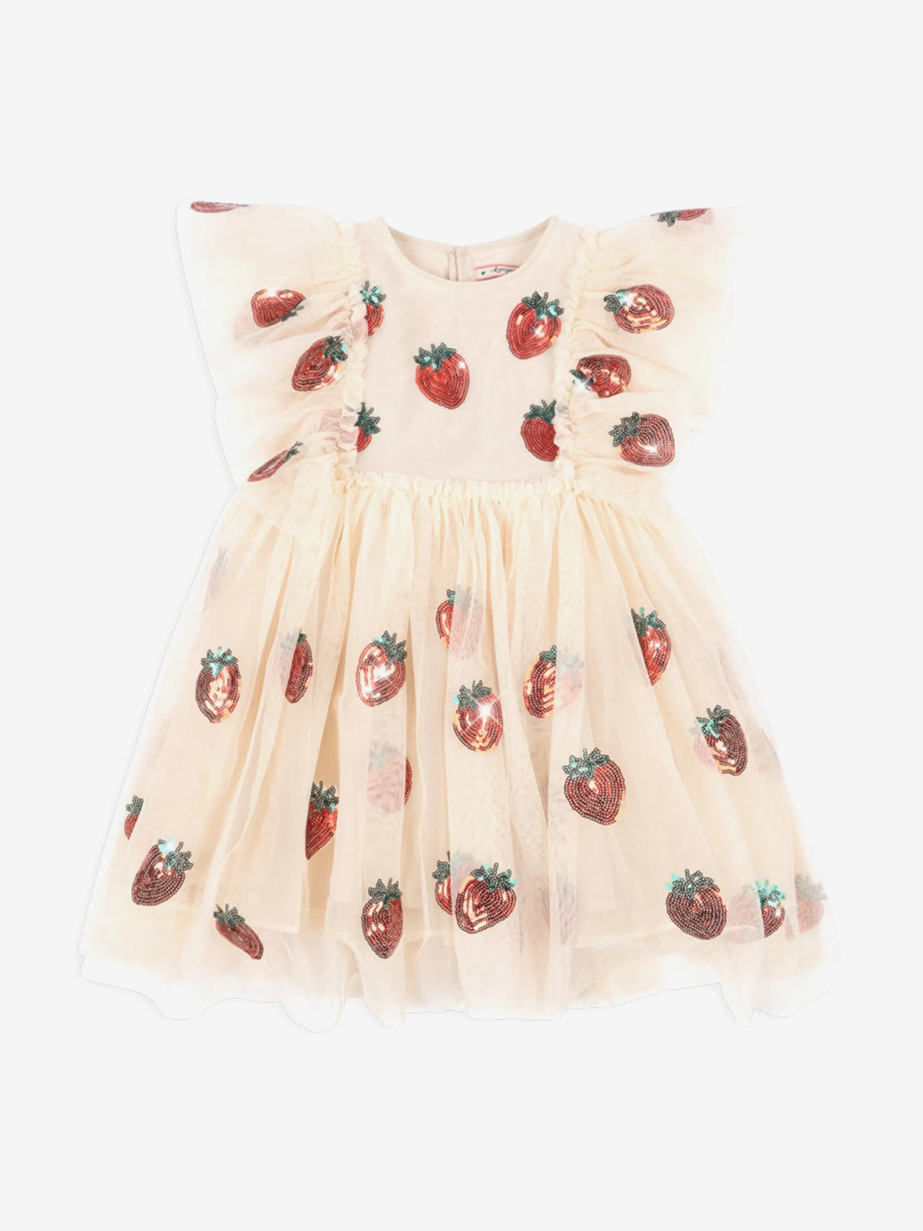 Mädchen Yvonne Rüschen Erdbeer-Kleid in Rosa