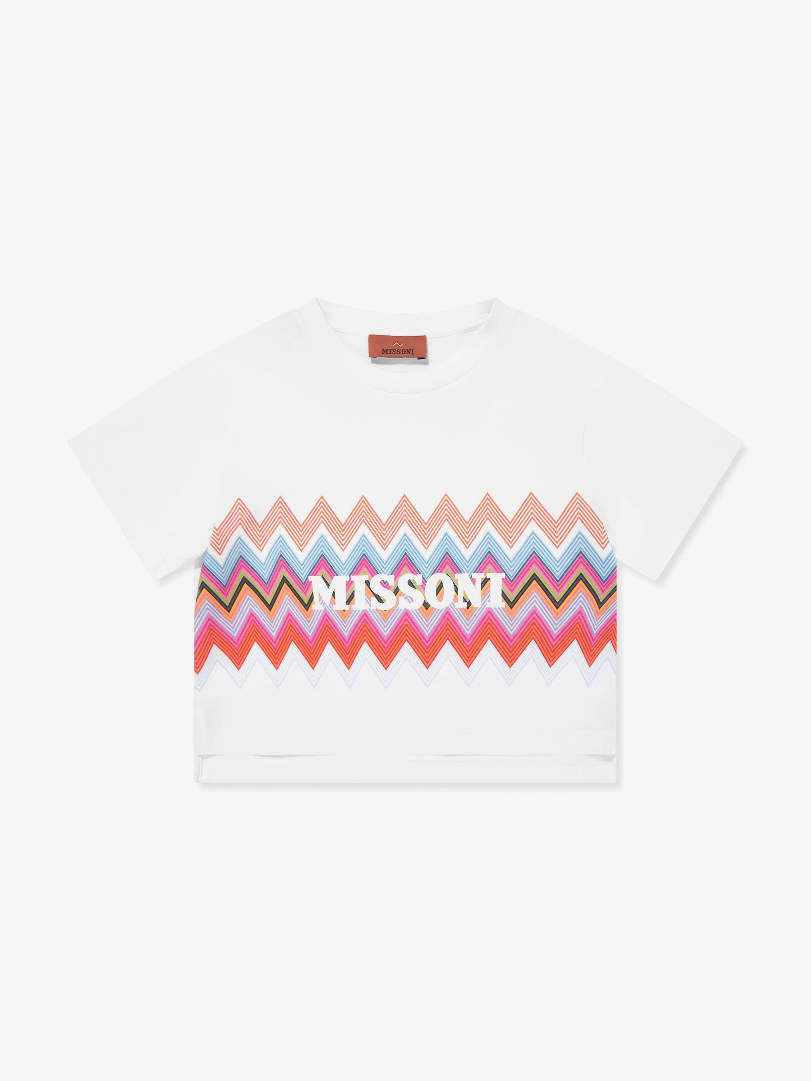 Mädchen Zickzack-Logo T-Shirt in Weiß
