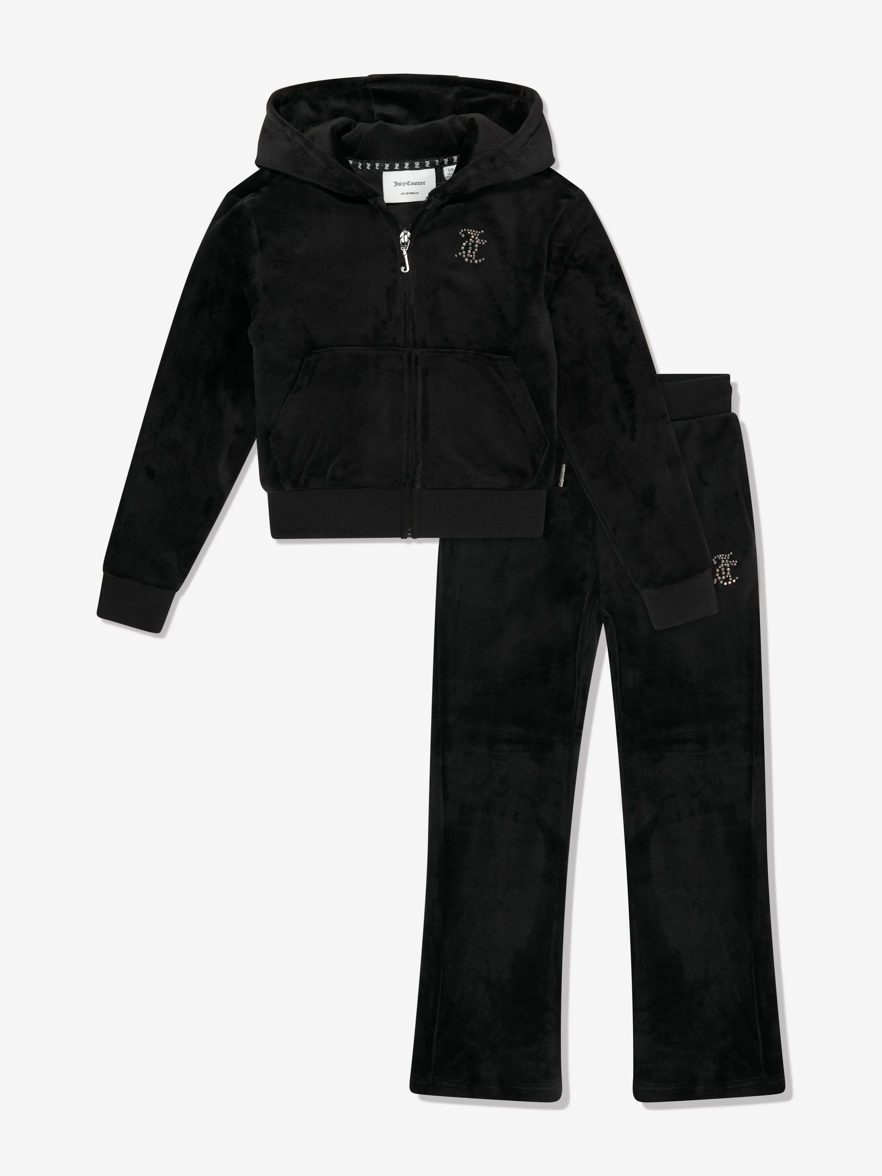 Mädchen Reißverschluss & Bootcut Jogger Trainingsanzug in Schwarz
