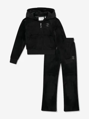 Mädchen Reißverschluss & Bootcut Jogger Trainingsanzug in Schwarz