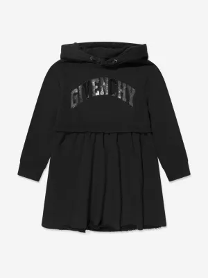 Givenchy Girls Kapuzen-Logo-Kleid in Schwarz