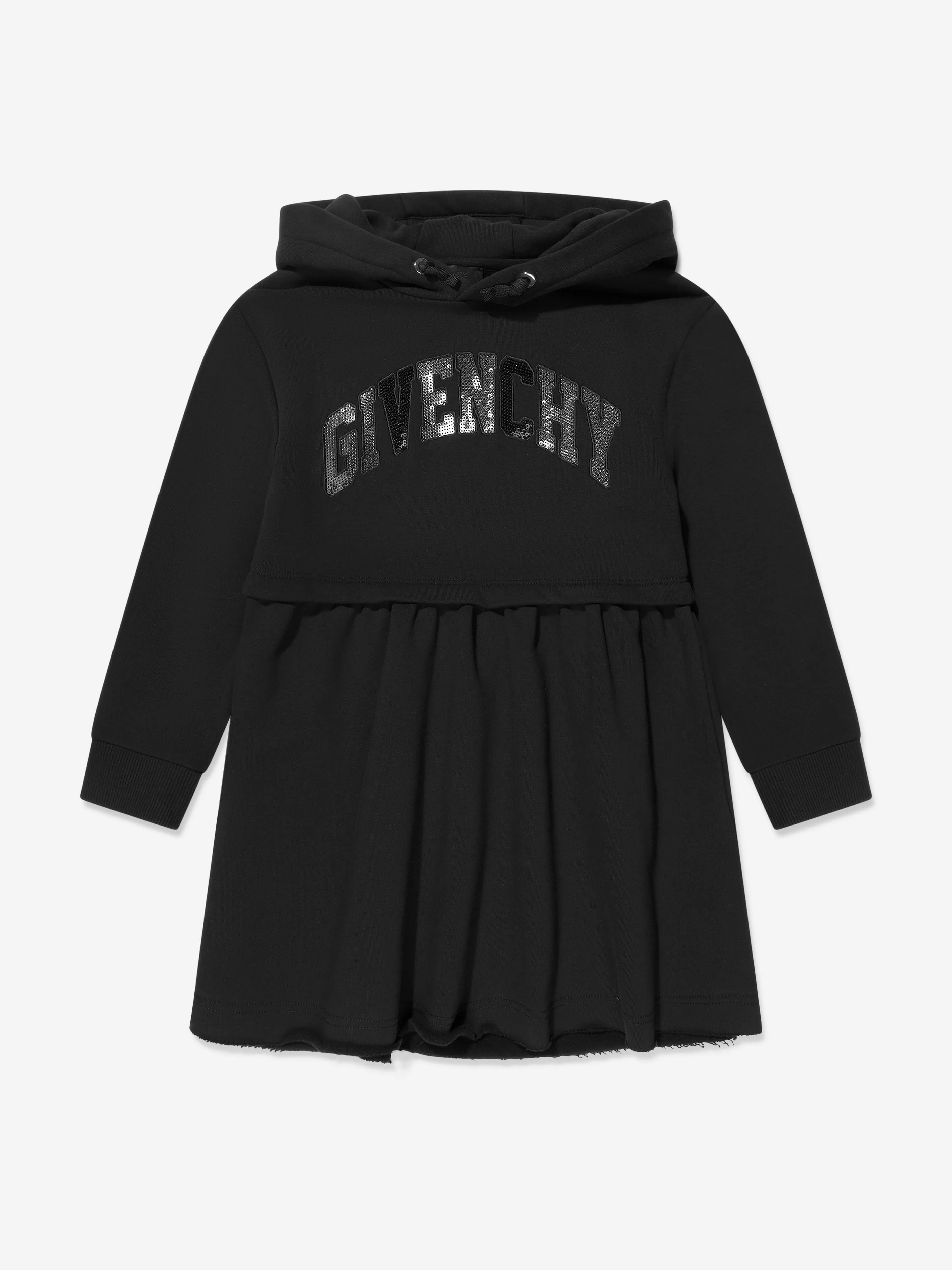 Givenchy Girls Kapuzen-Logo-Kleid in Schwarz