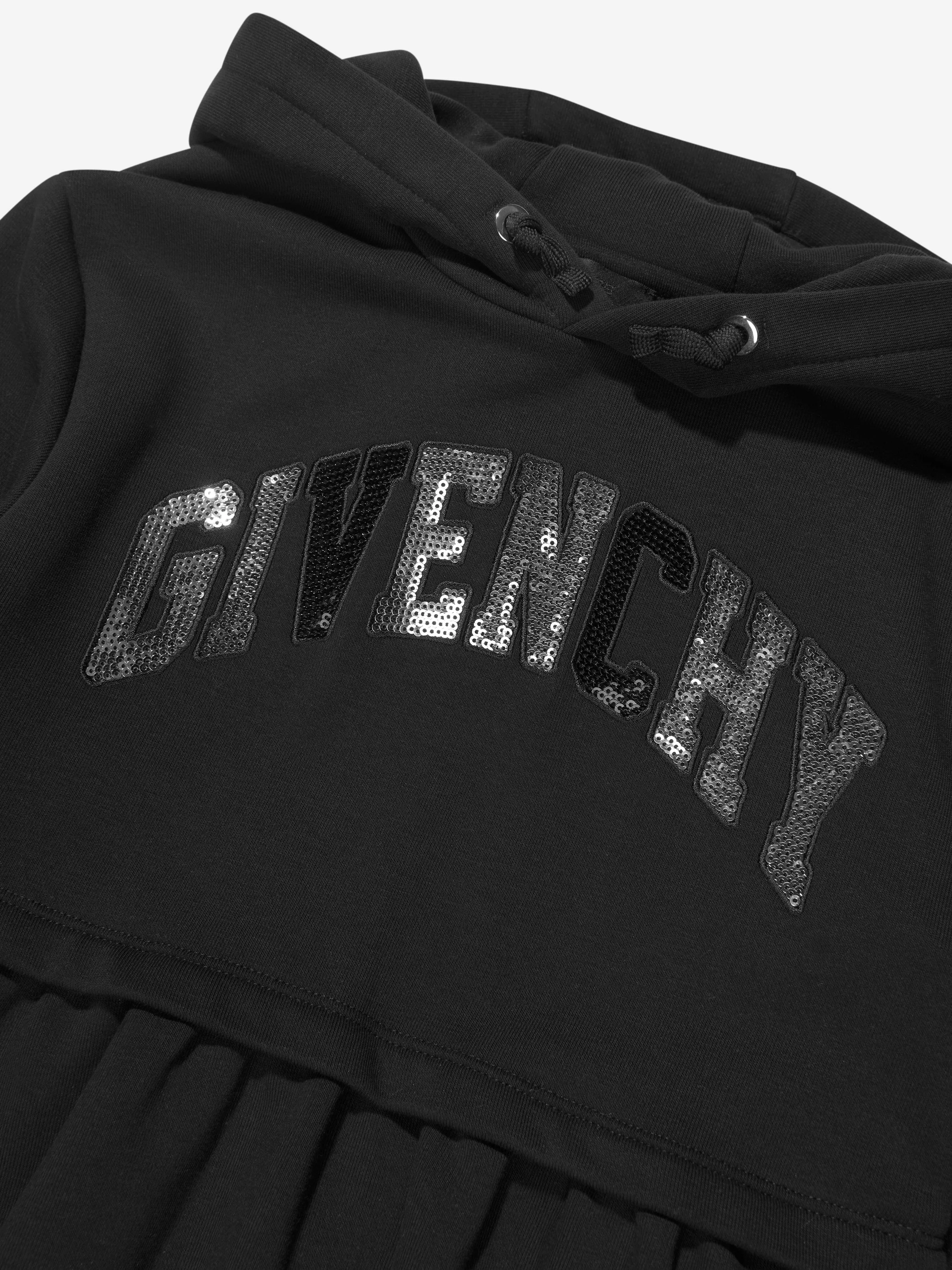 Givenchy Girls Kapuzen-Logo-Kleid in Schwarz