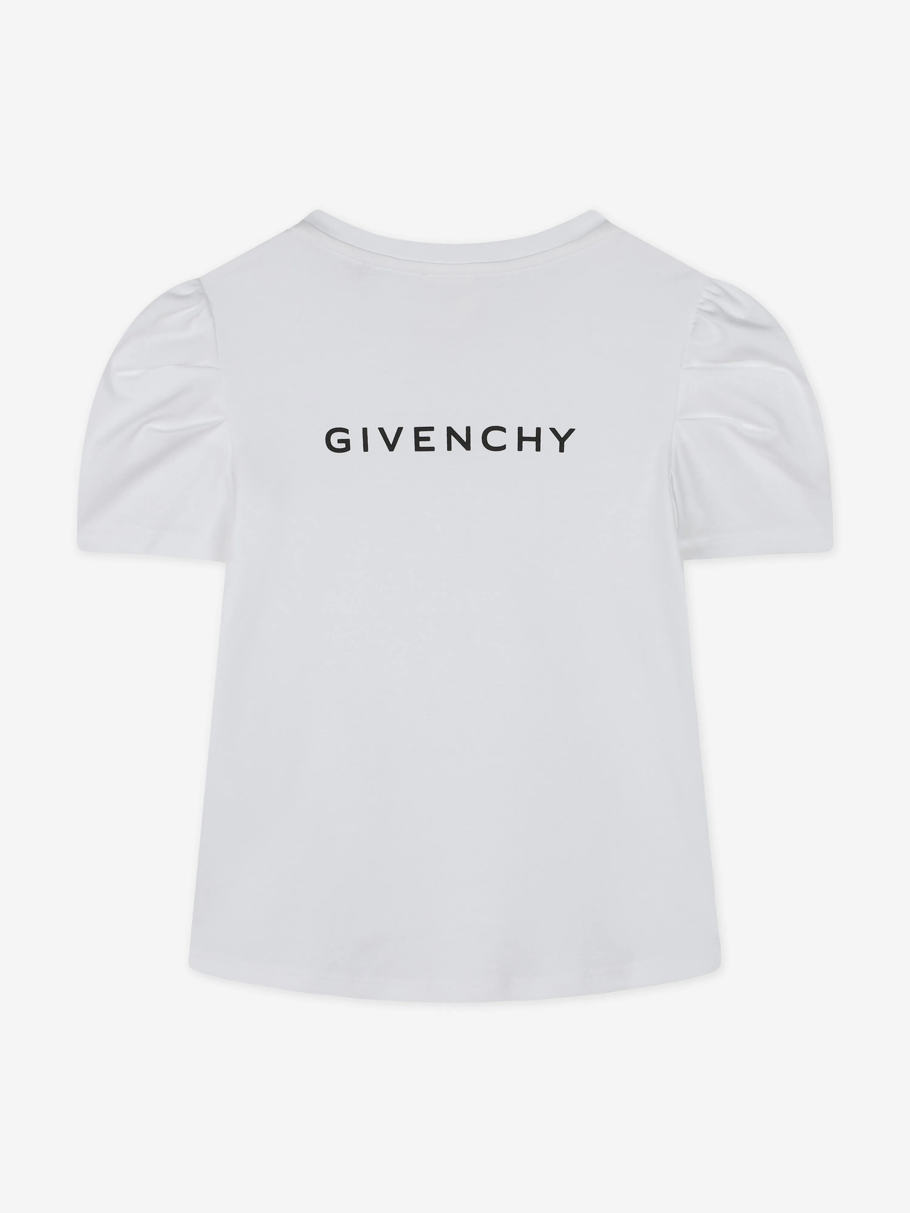 Givenchy Girls T-Shirt mit Puffärmeln und Logo in Weiß