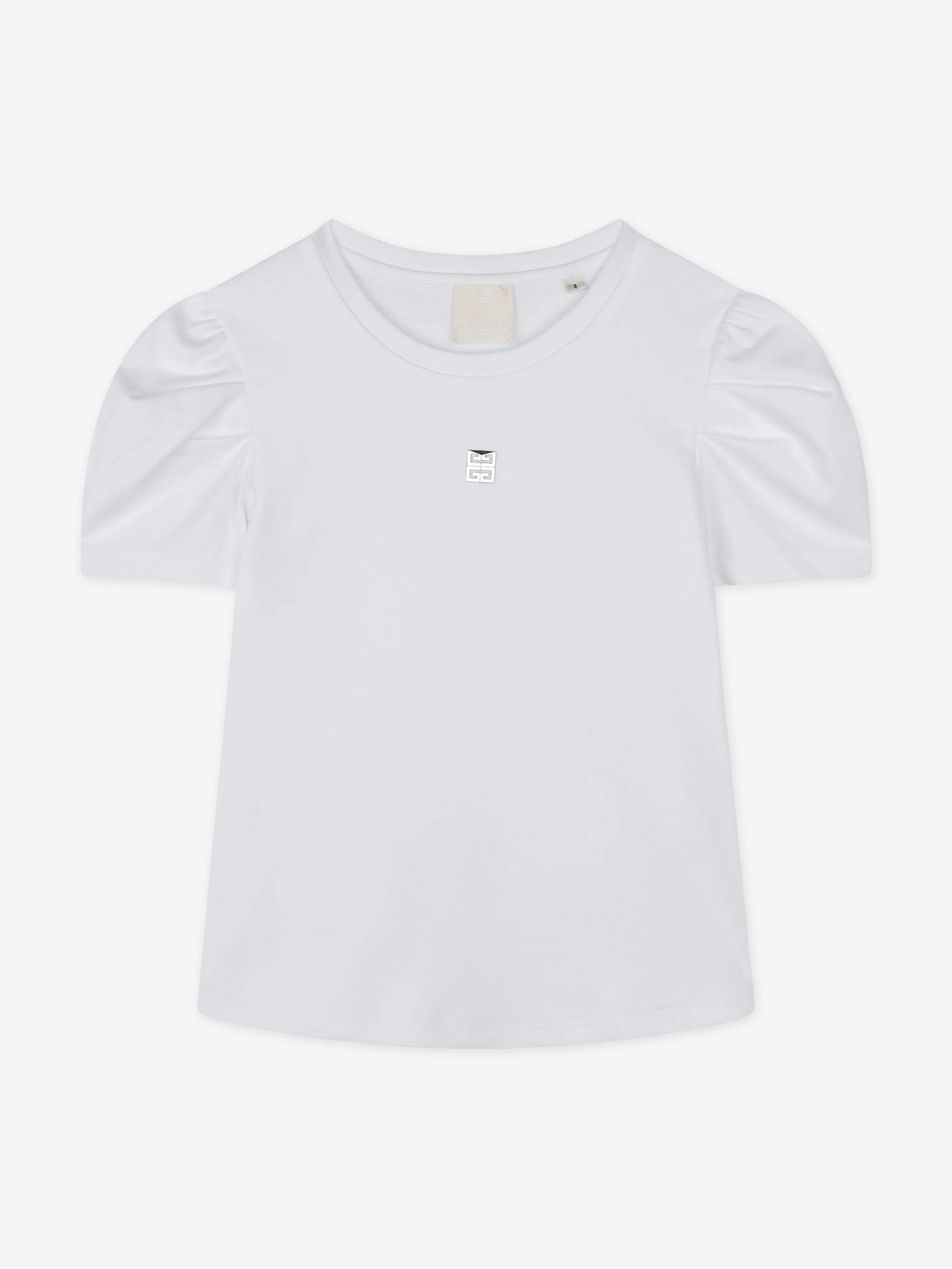 Givenchy Girls T-Shirt mit Puffärmeln und Logo in Weiß