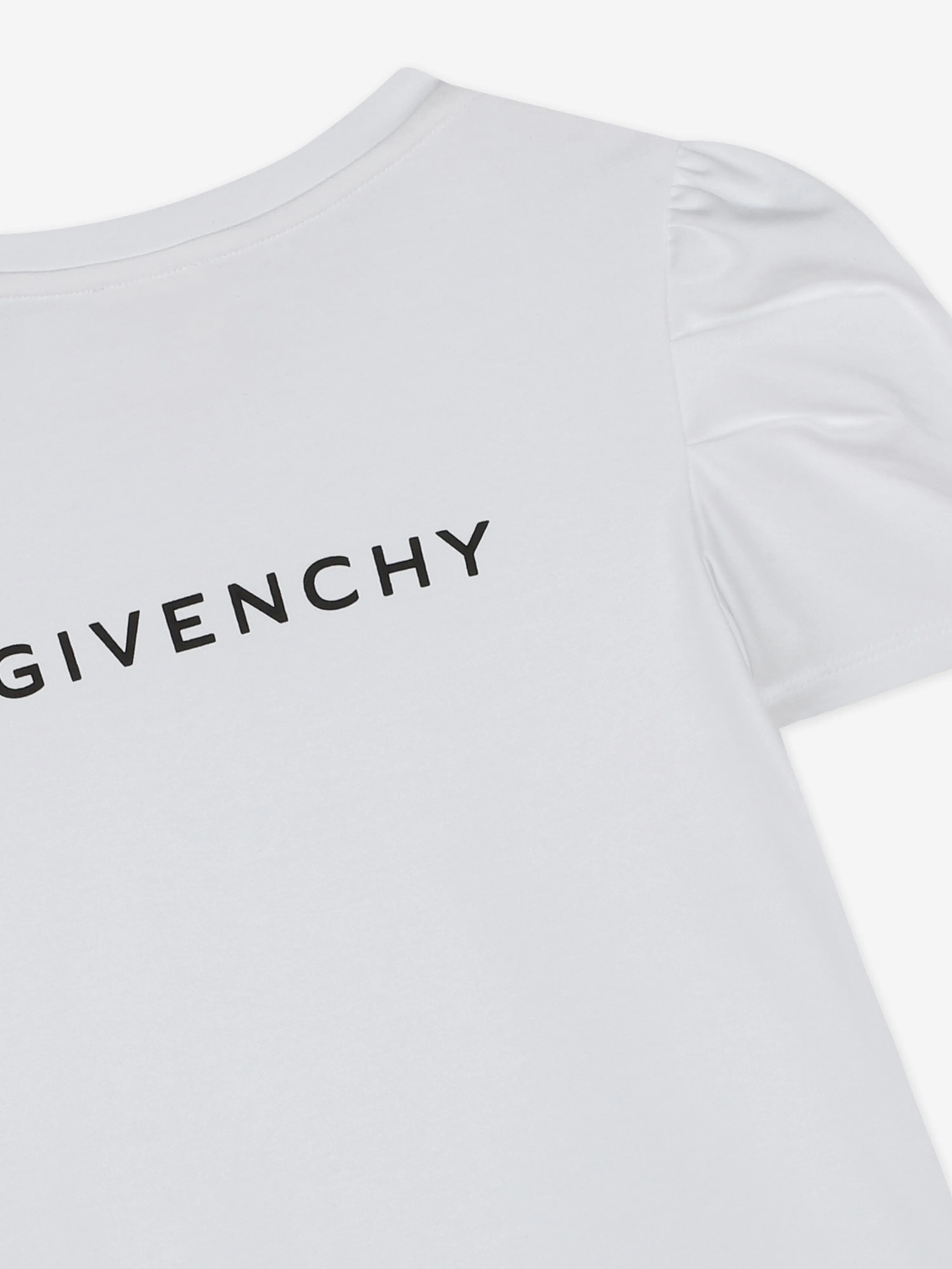 Givenchy Girls T-Shirt mit Puffärmeln und Logo in Weiß