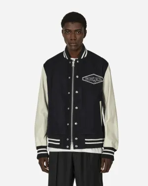 Gonz Wool Melton x Lederjacke Marine / Off White
