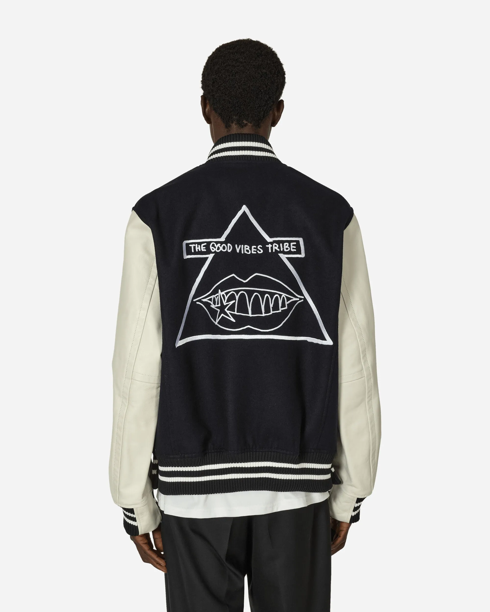 Gonz Wool Melton x Lederjacke Marine / Off White