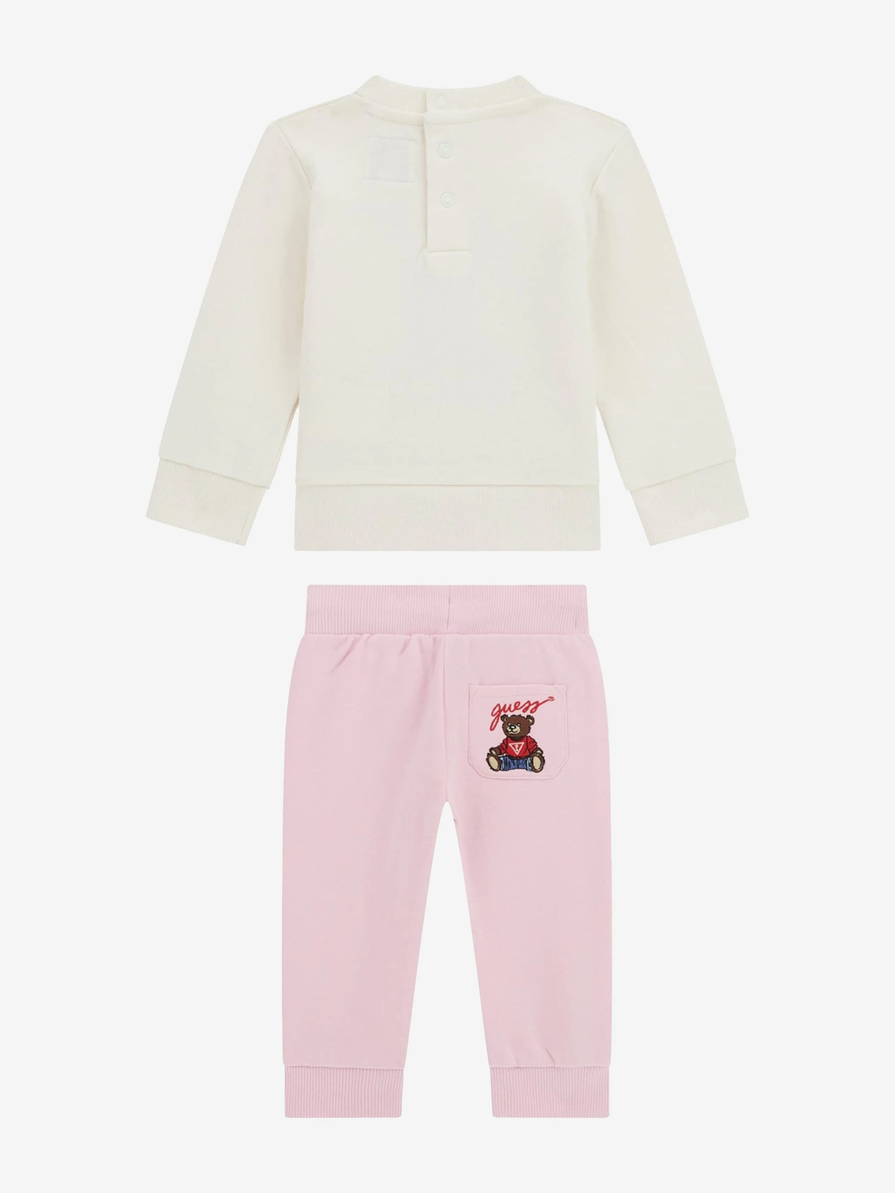 Guess Baby Girls Teddybär Top und Hose Set in Elfenbein