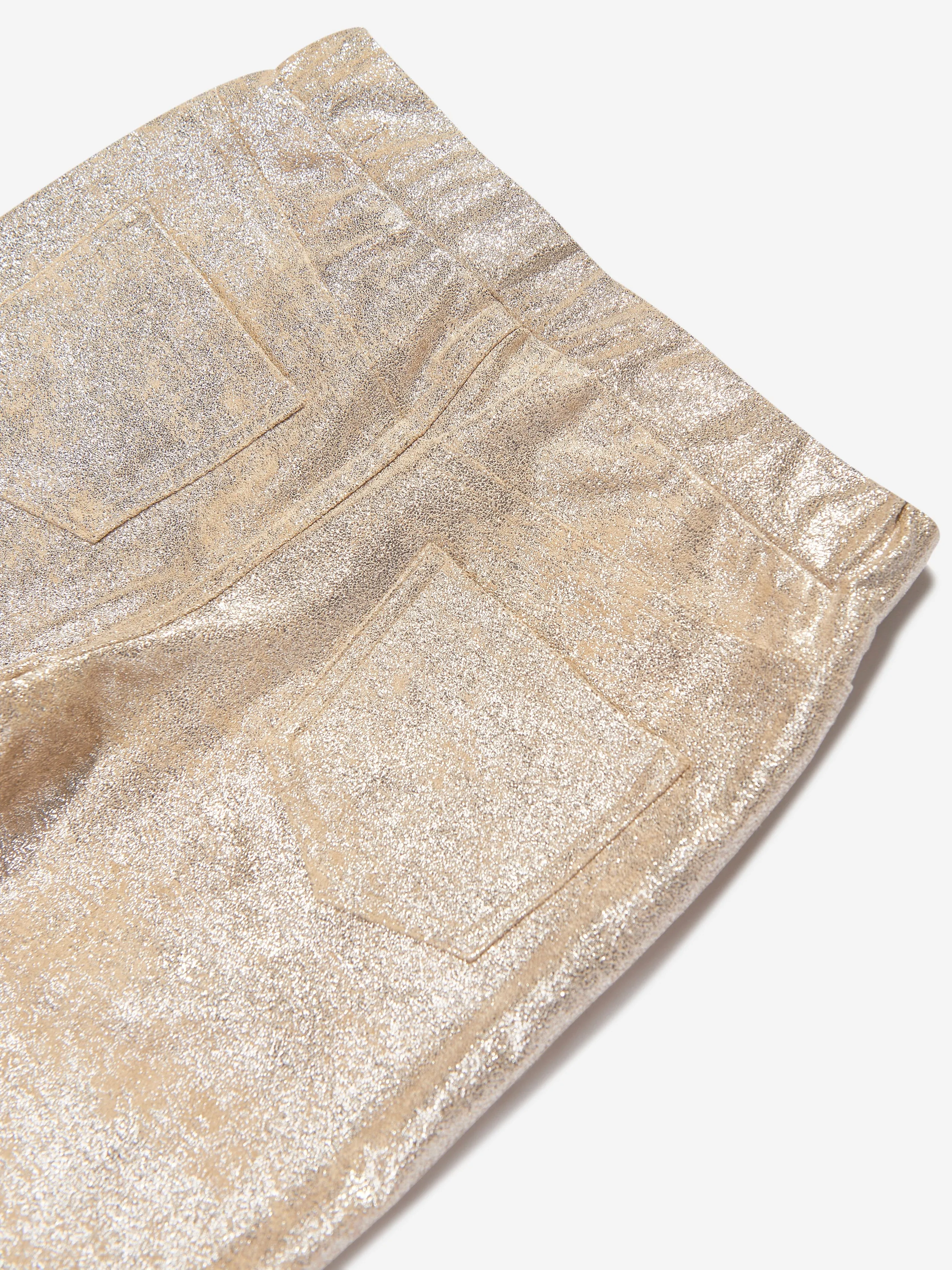 Guess Girls Folien-Suede-Leggings in Gold