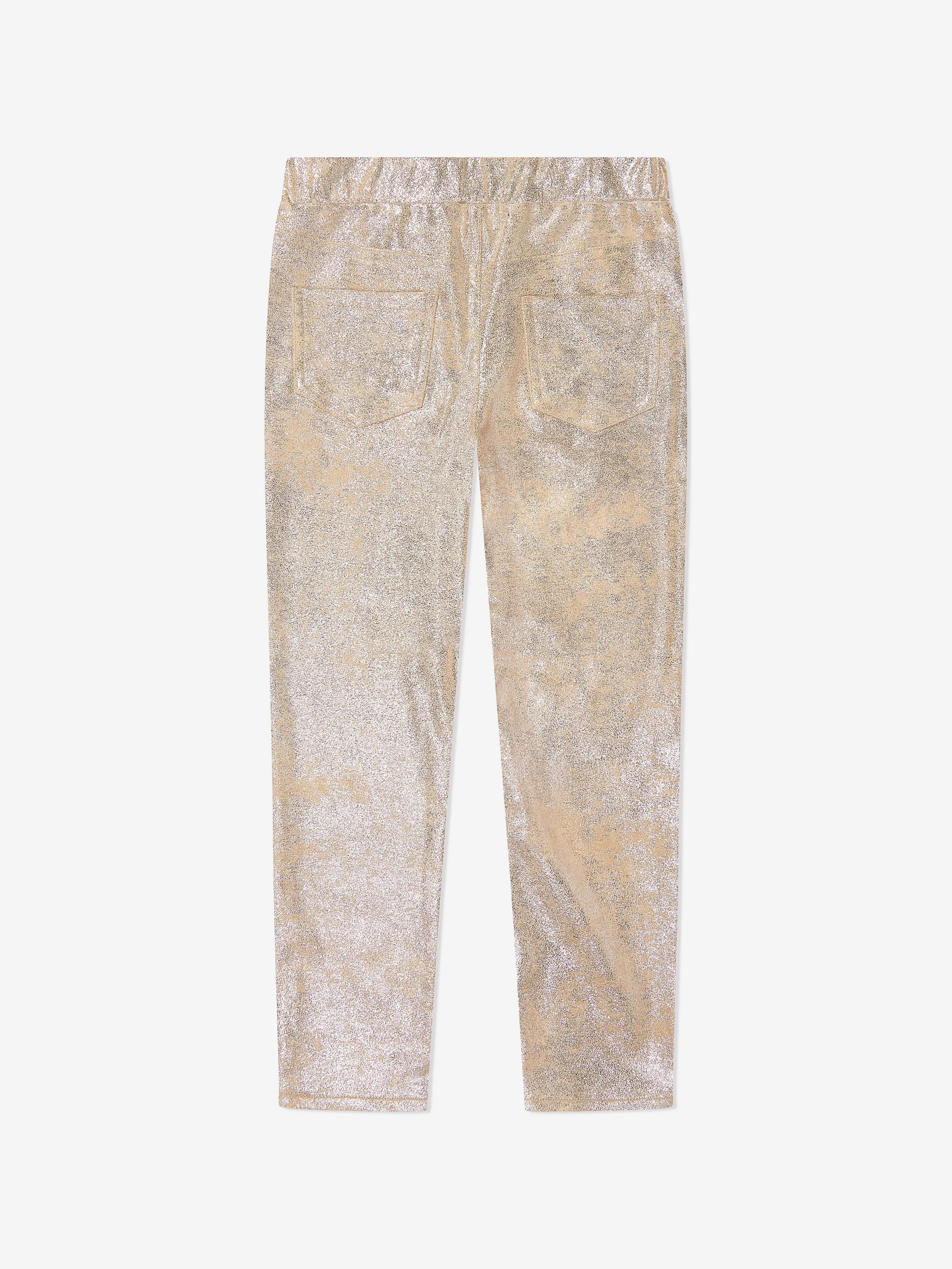 Guess Girls Folien-Suede-Leggings in Gold