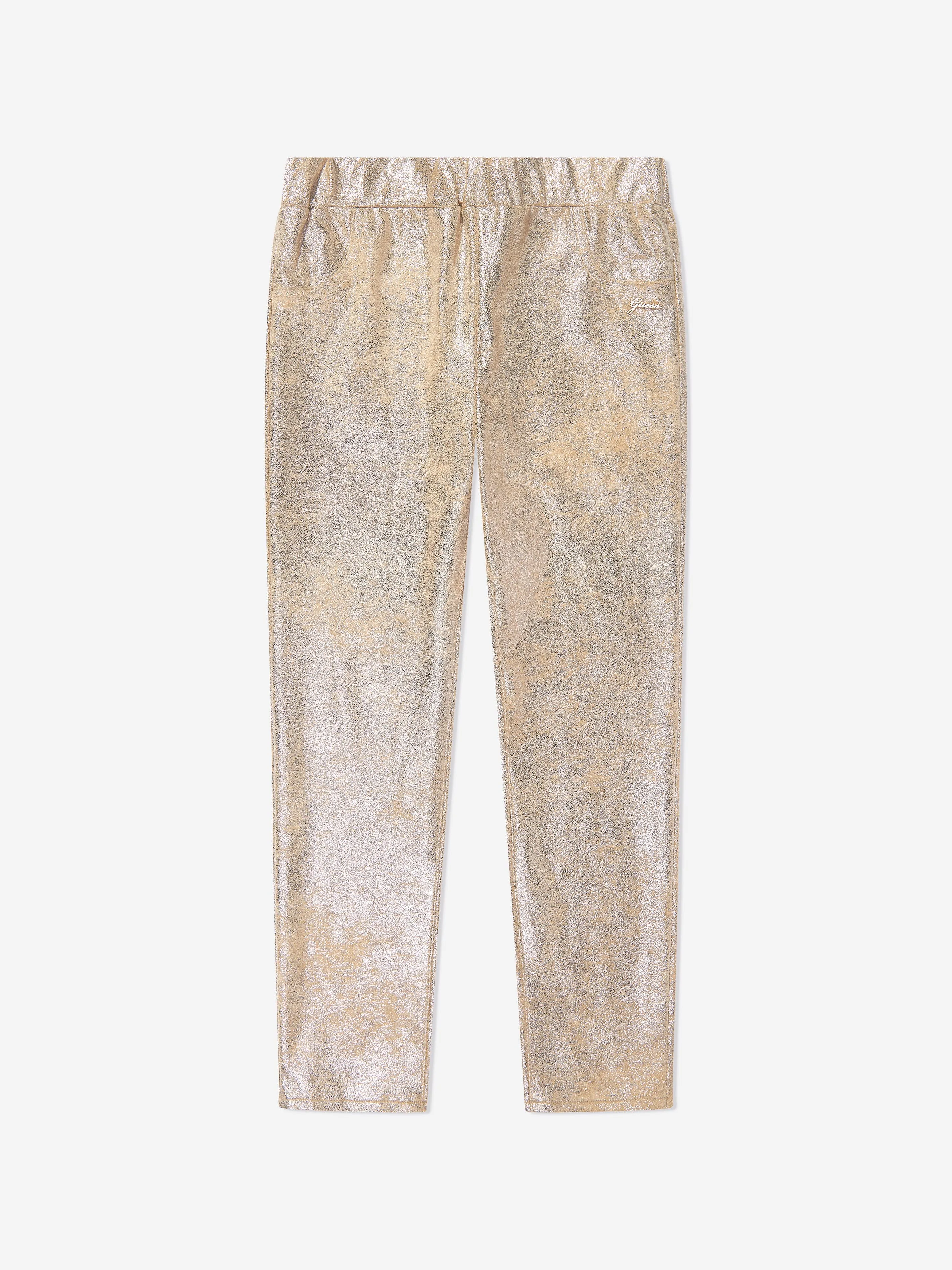 Guess Girls Folien-Suede-Leggings in Gold