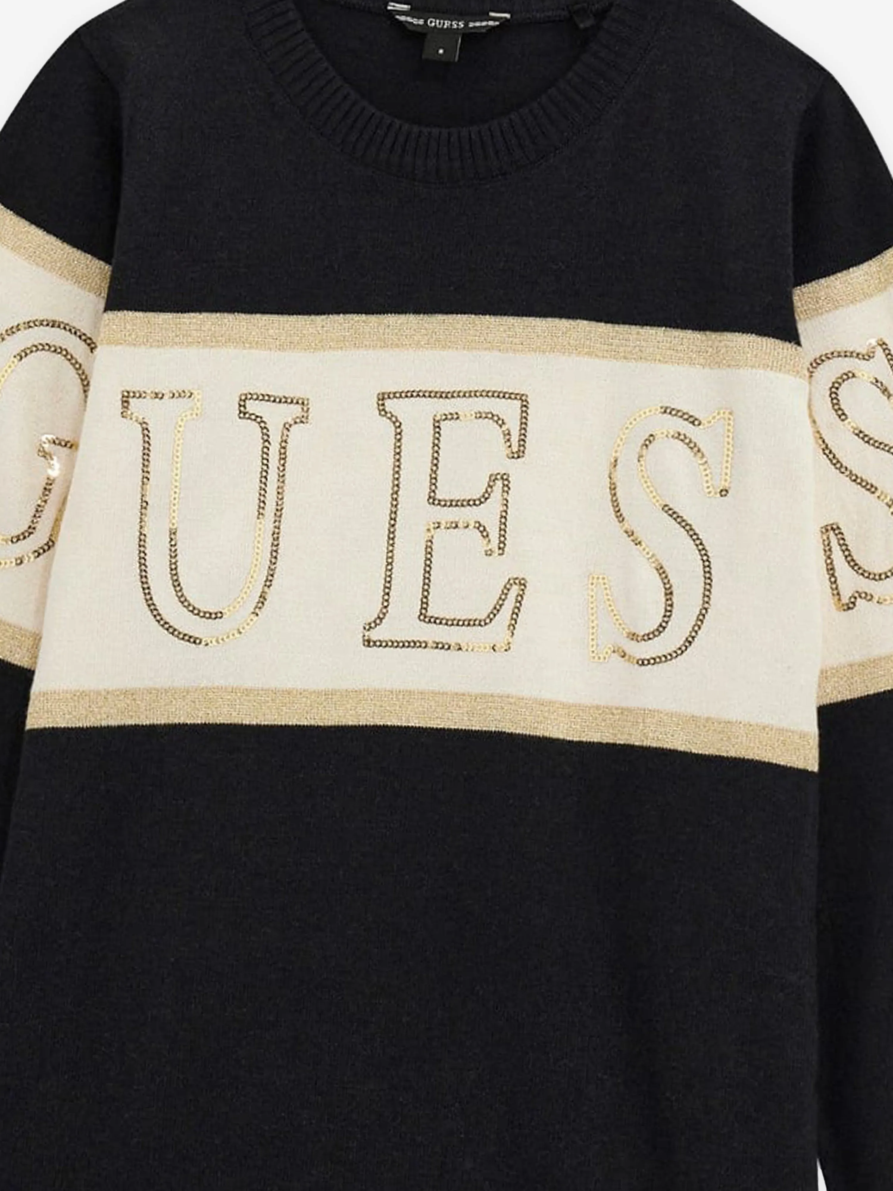 Guess Girls Logo Pulloverkleid in Schwarz