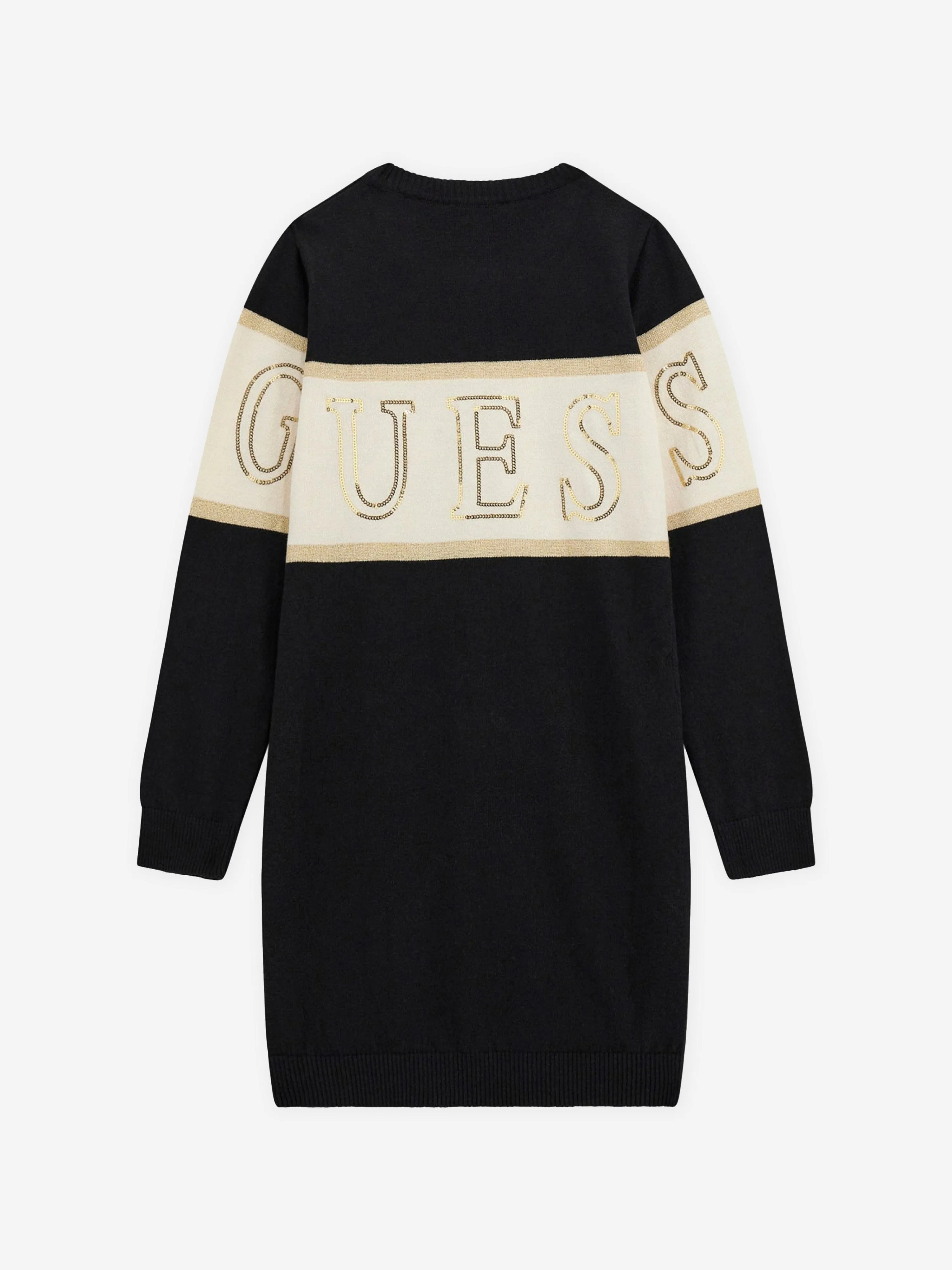 Guess Girls Logo Pulloverkleid in Schwarz