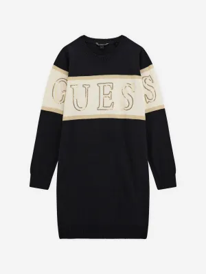 Guess Girls Logo Pulloverkleid in Schwarz